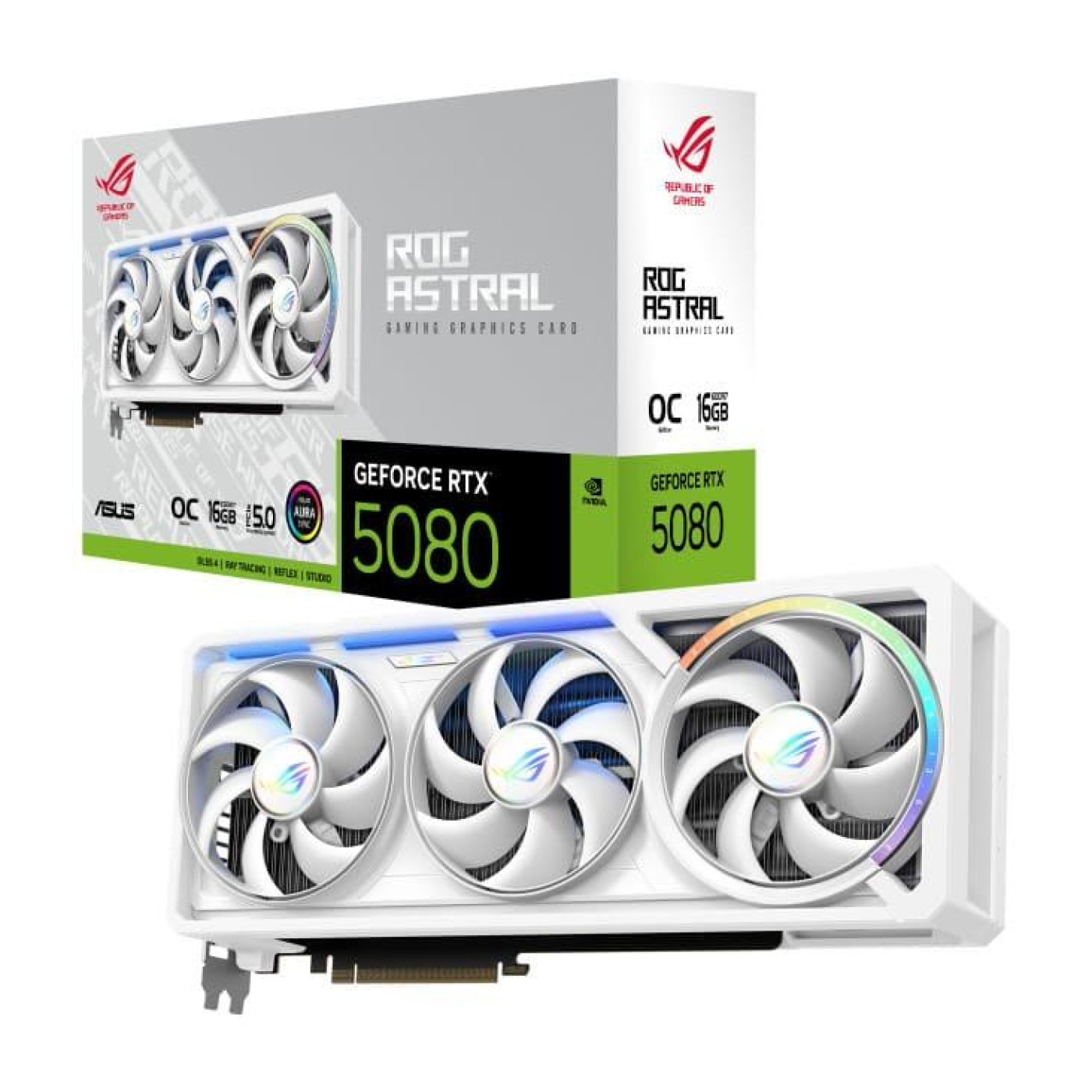 Видеокарта ASUS RTX 5080 16GB ROG Astral OC Edition WHITE (ROG-ASTRAL-RTX5080-O16G-WHITE) (GDDR7, 256 bit, PCI-E v5.0 x16)