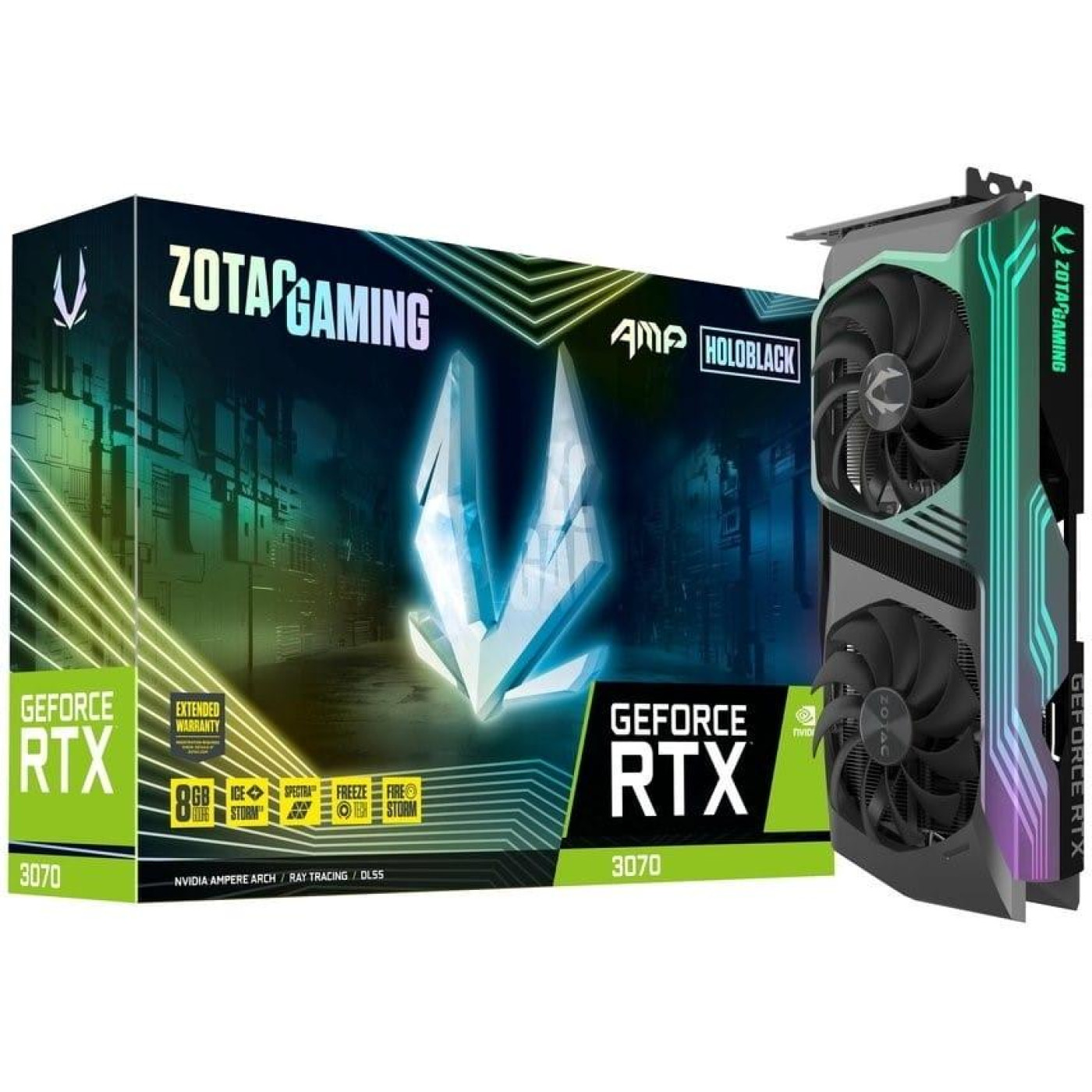 Видеокарта Zotac RTX 3070 AMP HOLO LHR 8GB (ZT-A30700F-10PLHR) (GDDR6, 256 bit, PCI-E 4.0 x16)