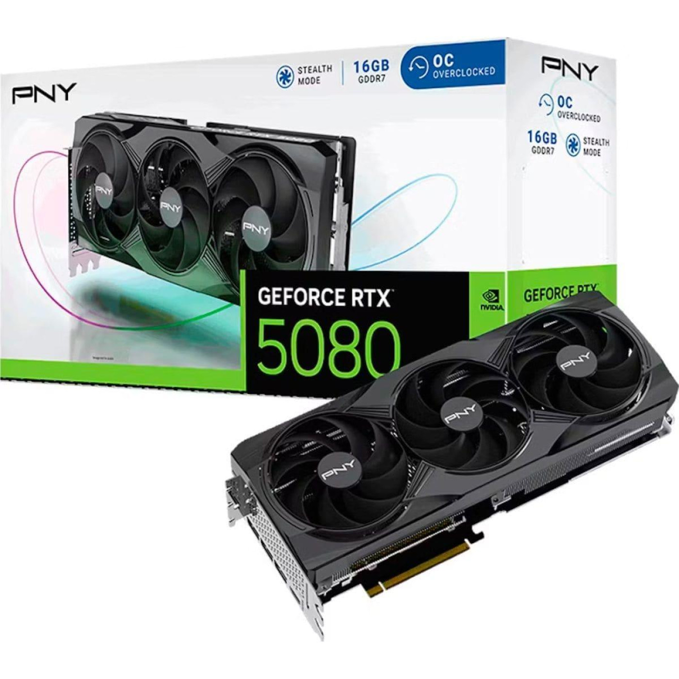 Видеокарта PNY RTX 5080 16Gb Overclocked Triple Fan (VCG508016TFXPB1-O) (GDDR7, 256 bit, PCI-E v5.0 x16)