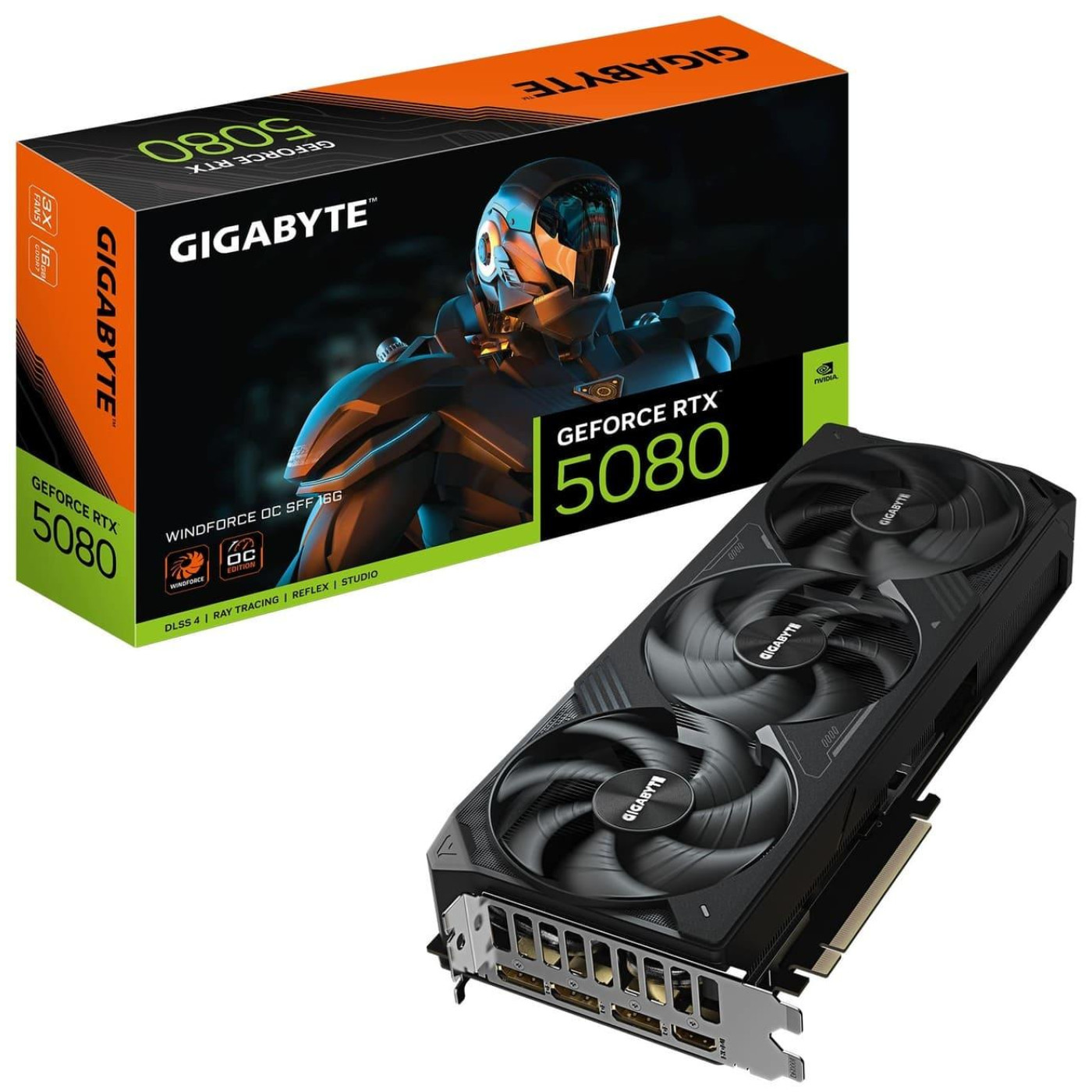 Видеокарта Gigabyte RTX 5080 16GB WINDFORCE OC SFF (GV-N5080WF3OC-16GD) (GDDR7, 256 bit, PCI-E v5.0 x16)