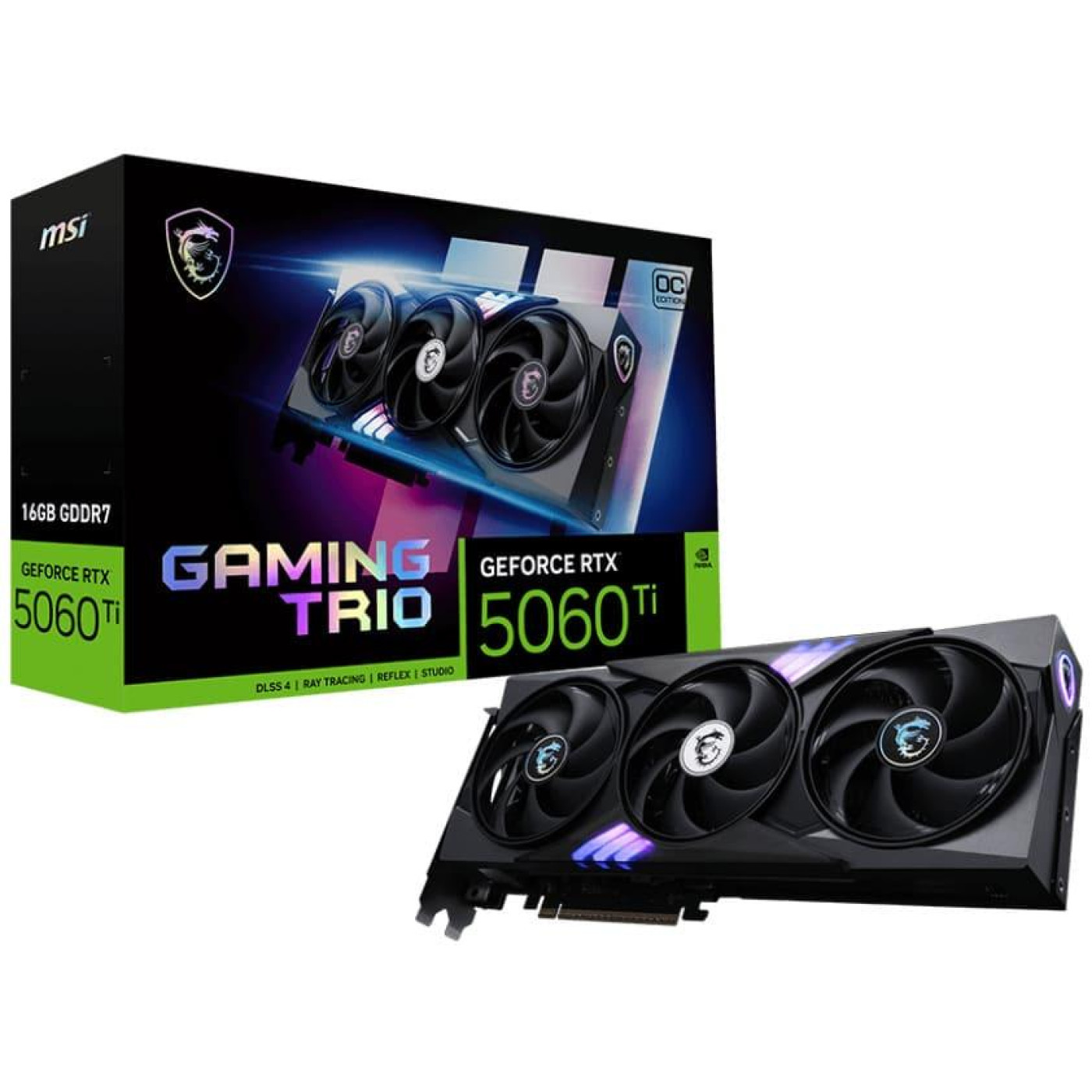 Видеокарта MSI RTX 5060 Ti 16G GAMING TRIO OC (RTX 5060 Ti 16G GAMING TRIO OC) (GDDR7, 128 bit, PCI-E v5.0 x8)