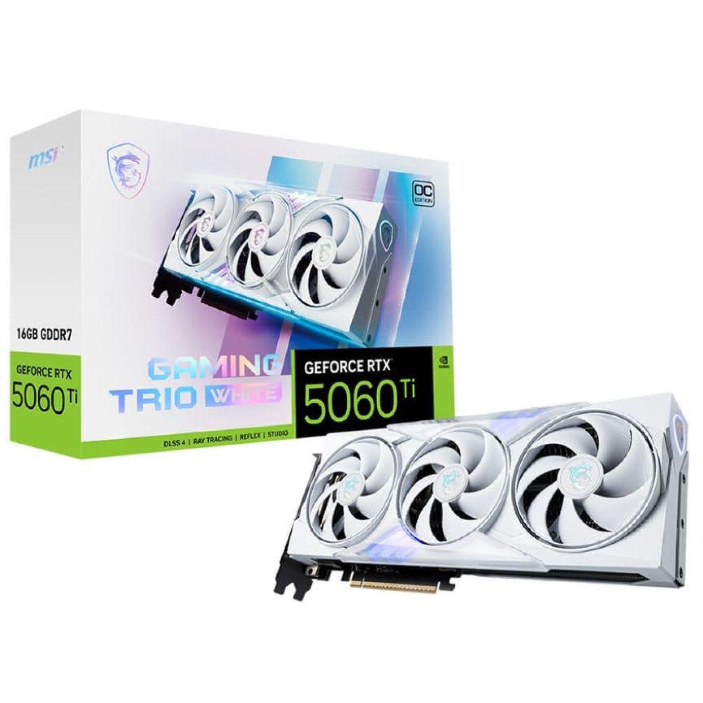 Відеокарта MSI RTX 5060 Ti 16G GAMING TRIO OC WHITE (RTX 5060 Ti 16G GAMING TRIO OC WHITE) (GDDR7, 128 bit, PCI-E v5.0 x8)