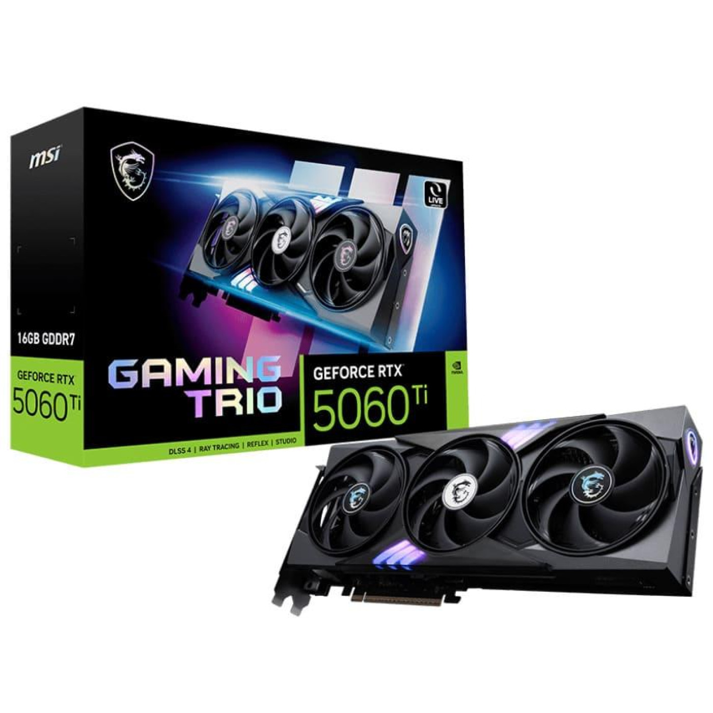 Відеокарта MSI RTX 5060 Ti 16G GAMING TRIO (RTX 5060 Ti 16G GAMING TRIO) (GDDR7, 128 bit, PCI-E v5.0 x8)