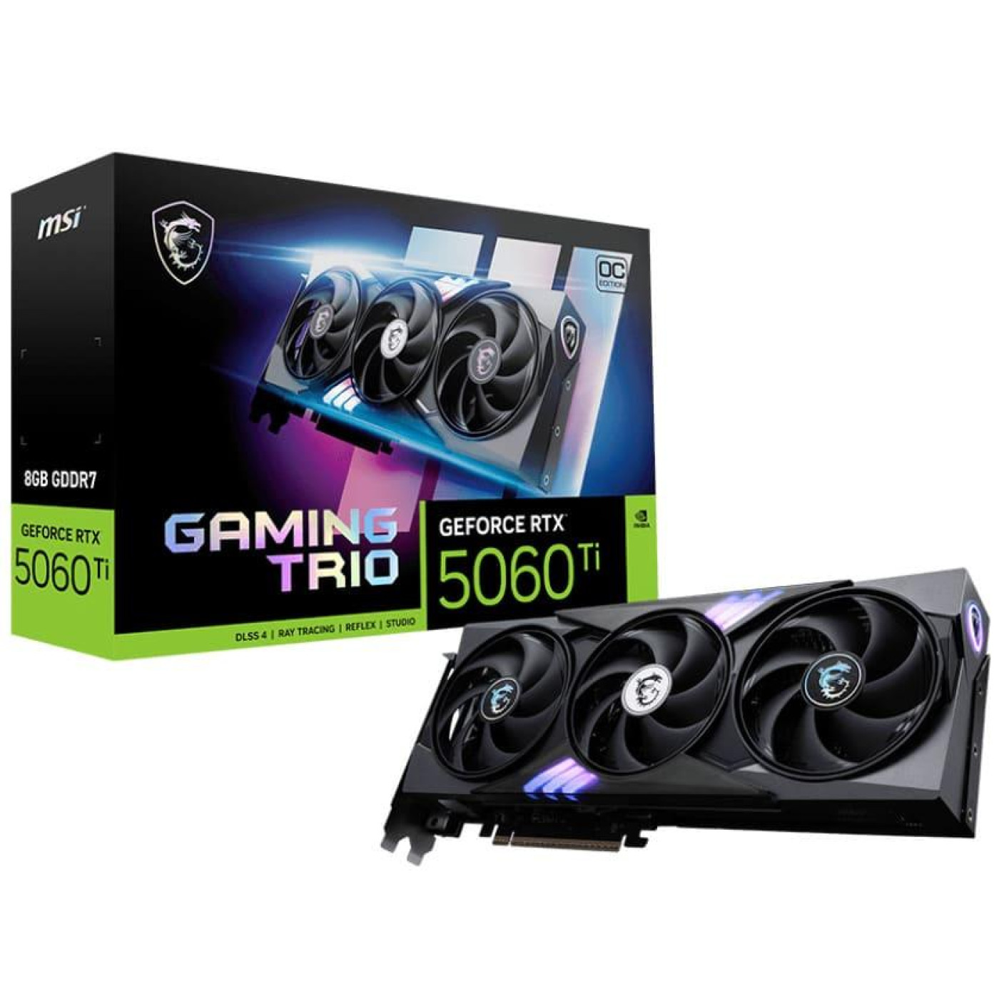 Видеокарта MSI RTX 5060 Ti 8G GAMING TRIO OC (RTX 5060 Ti 8G GAMING TRIO OC) (GDDR7, 128 bit, PCI-E v5.0 x8)