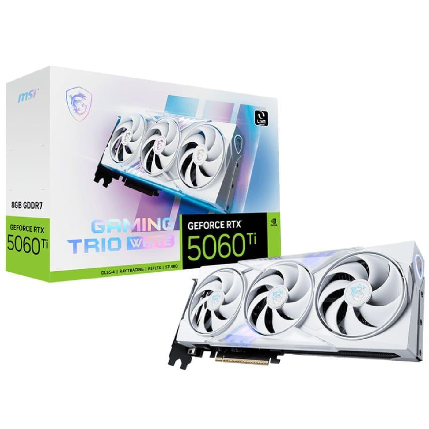 Видеокарта MSI RTX 5060 Ti 8G GAMING TRIO WHITE (RTX 5060 Ti 8G GAMING TRIO WHITE) (GDDR7, 128 bit, PCI-E v5.0 x16)