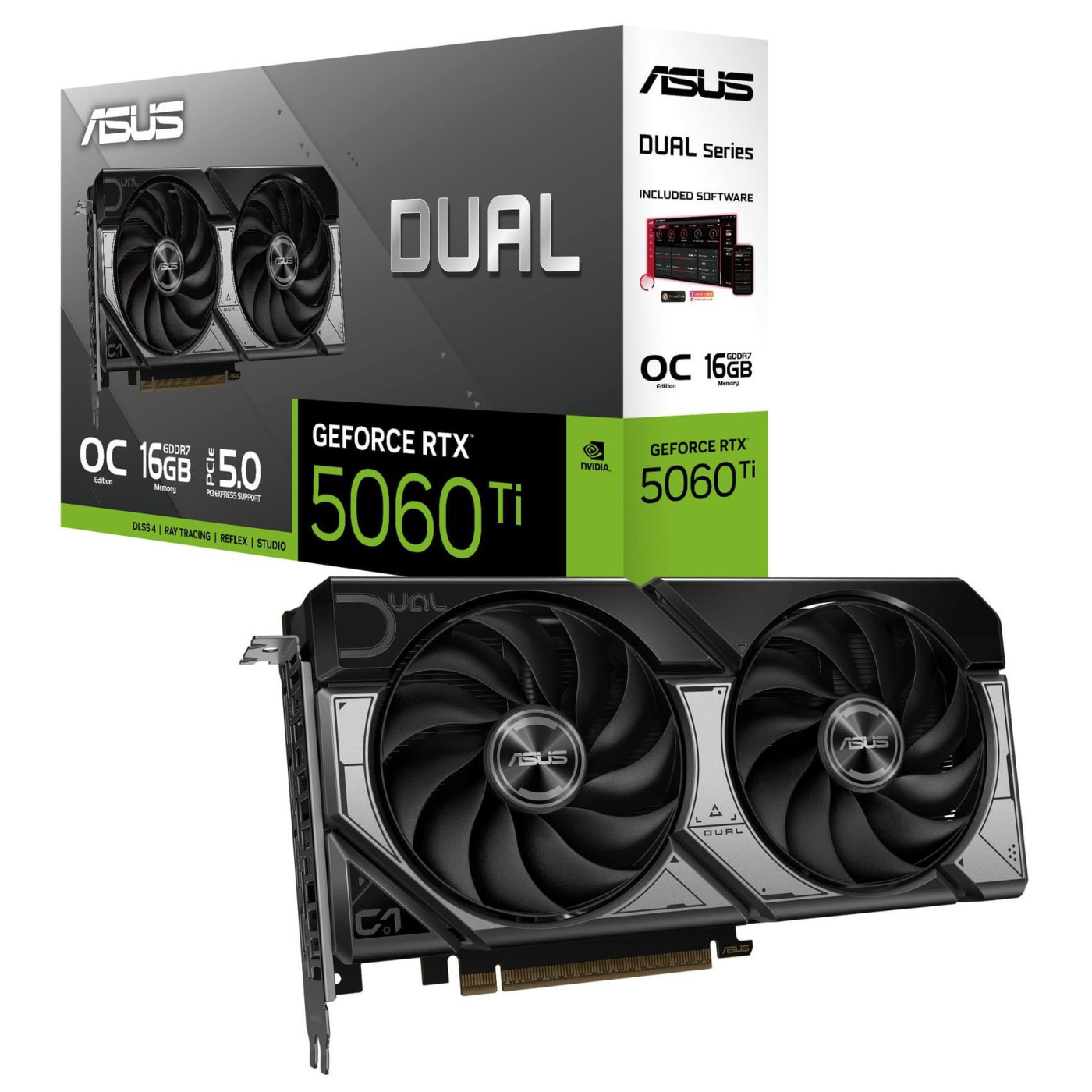 Відеокарта ASUS RTX 5060 Ti 16GB Dual OC Edition (DUAL-RTX5060TI-O16G) (GDDR7, 128 bit, PCI-E v5.0 x8) Б/в