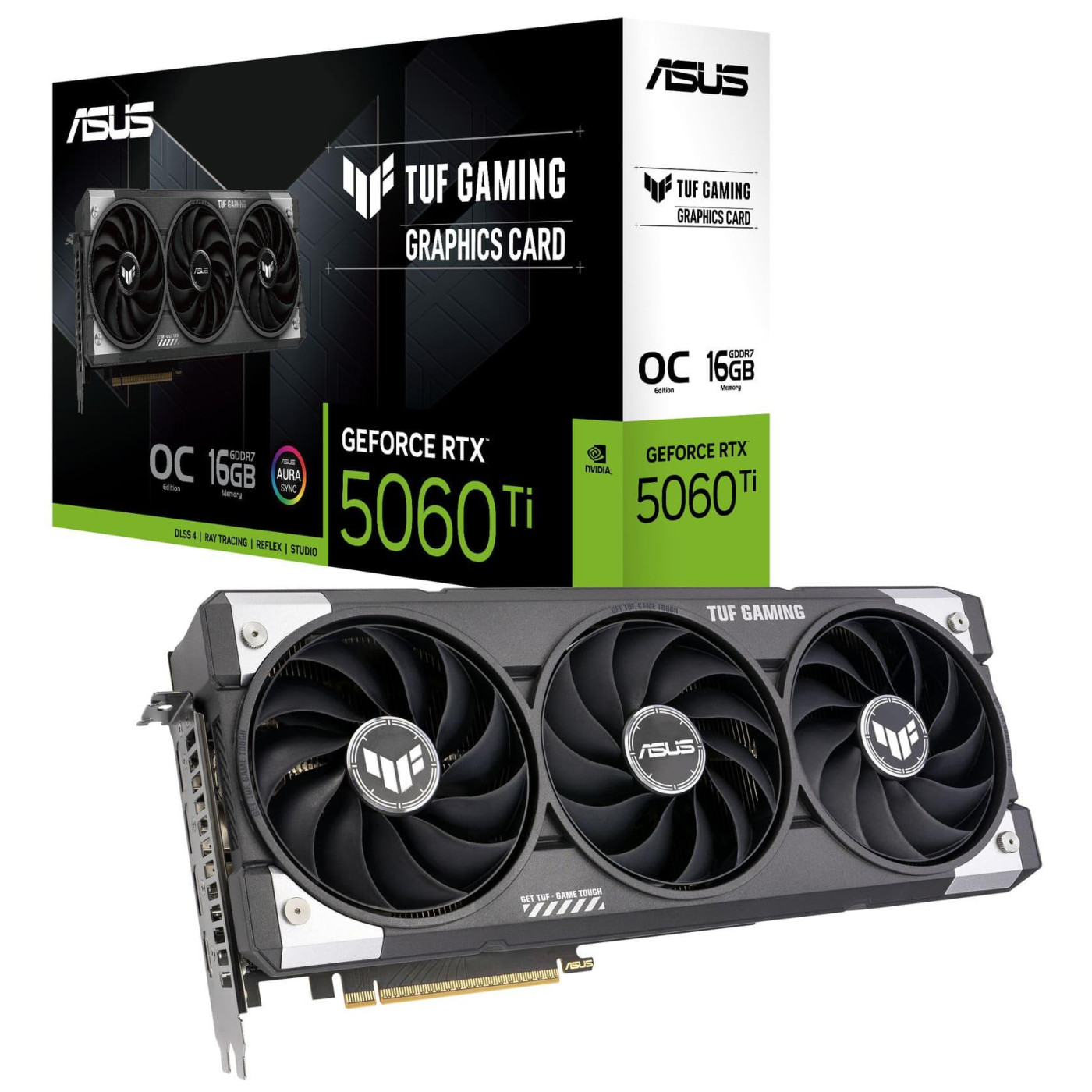 Видеокарта ASUS RTX 5060 Ti 16GB TUF Gaming OC Edition (TUF-RTX5060TI-O16G-GAMING) (GDDR7, 128 bit, PCI-E v5.0 x8)