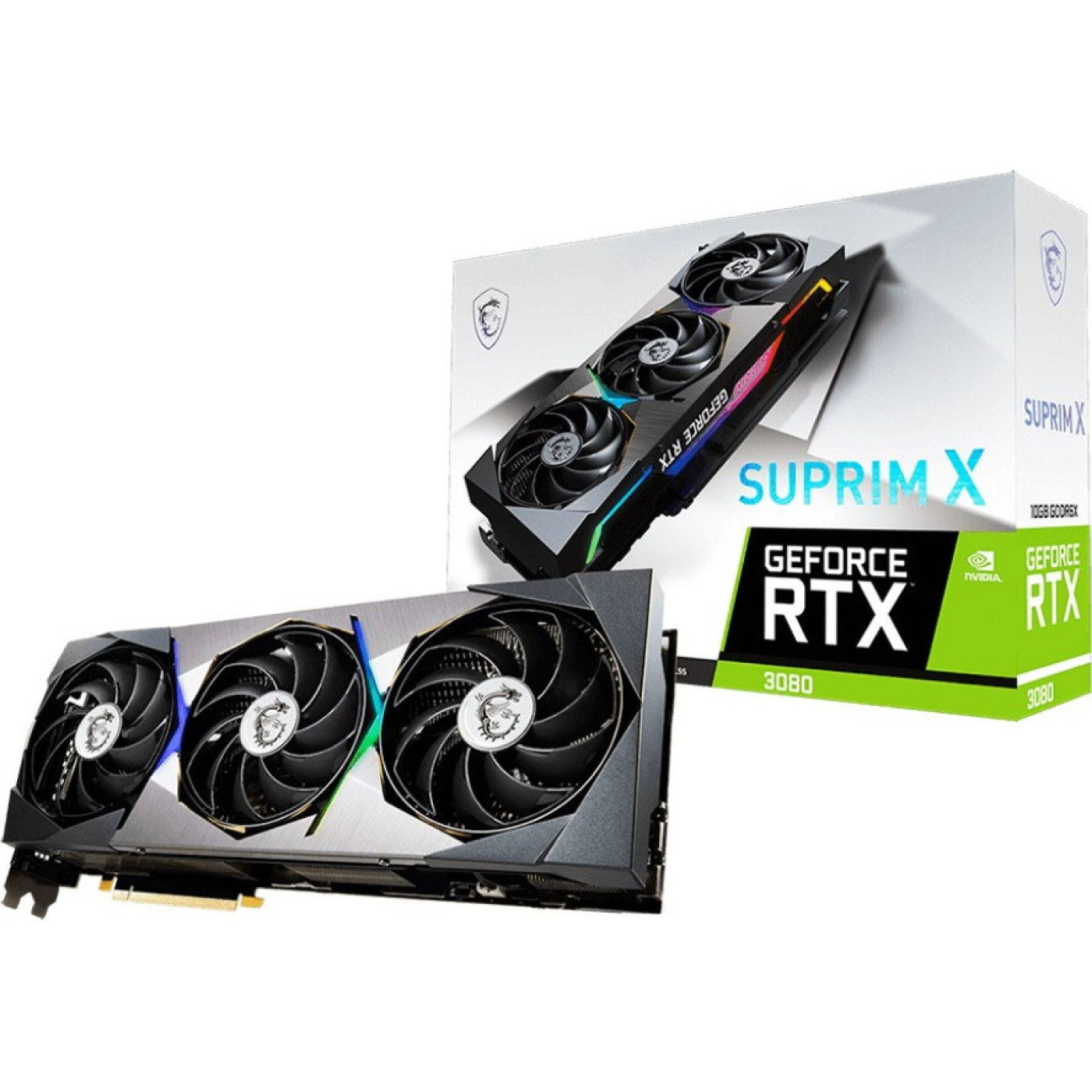 Відеокарта MSI RTX 3080 10Gb Suprim X LHR (RTX 3080 SUPRIM X 10G LHR) (GDDR6X, 320 bit, PCI-E 4.0 x16) Б/в