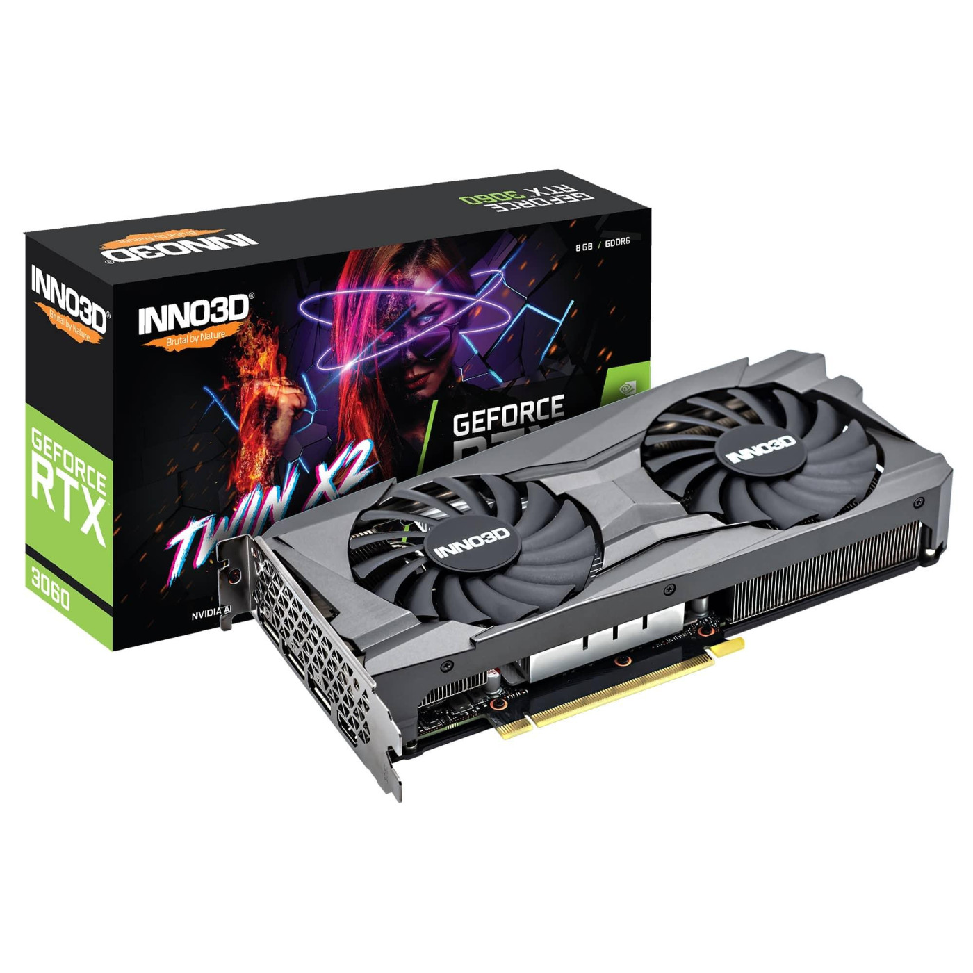 Видеокарта Inno3D RTX 3060 8GB TWIN X2 (N30602-08D6-11902130) (GDDR6, 128 bit, PCI-E v4.0 x16)