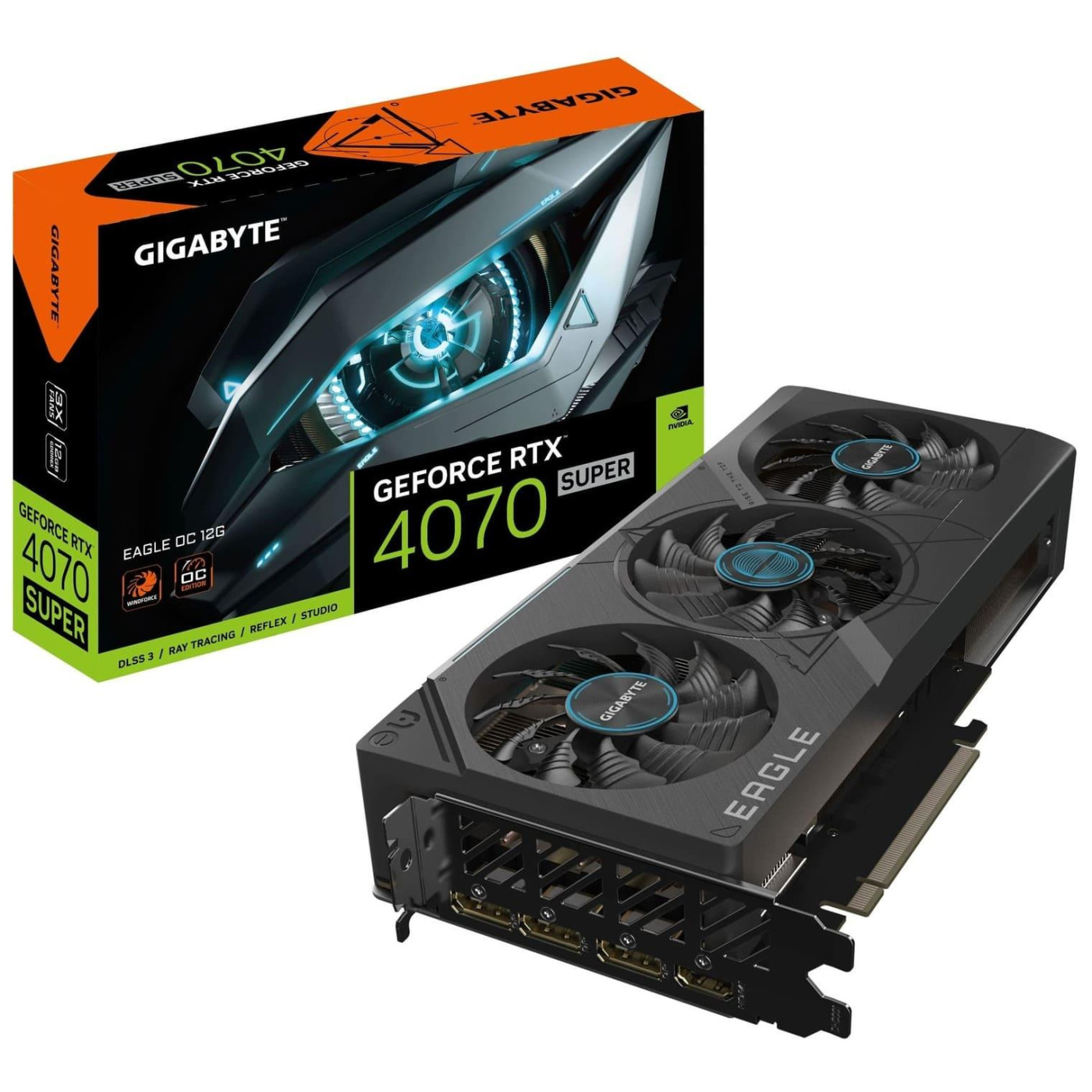 Відеокарта Gigabyte RTX 4070 SUPER 12Gb Eagle OC (GV-N407SEAGLE OC-12GD) (GDDR6X, 192 bit, PCI-E v4.0) Б/в