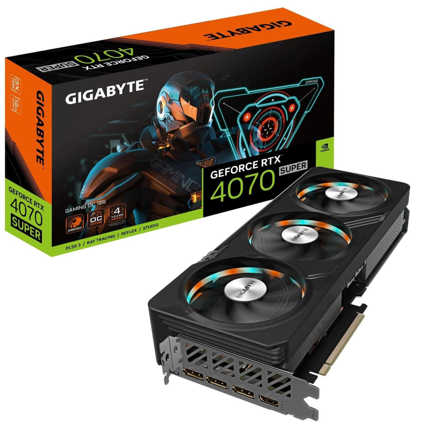 Видеокарта Gigabyte RTX 4070 SUPER 12Gb Gaming OC (GV-N4070SGAMING OC-12GD) (GV-N407SGAMING OC-12GD) (GDDR6X, 192 bit, PCI-E 4.0 x16)