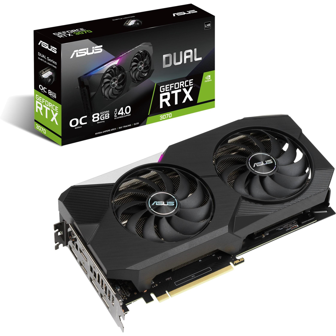 Відеокарта ASUS RTX 3070 8Gb Dual OC LHR (DUAL-RTX3070-O8G-V2) (GDDR6, 256 bit, PCI-E v4.0 x16) Б/в