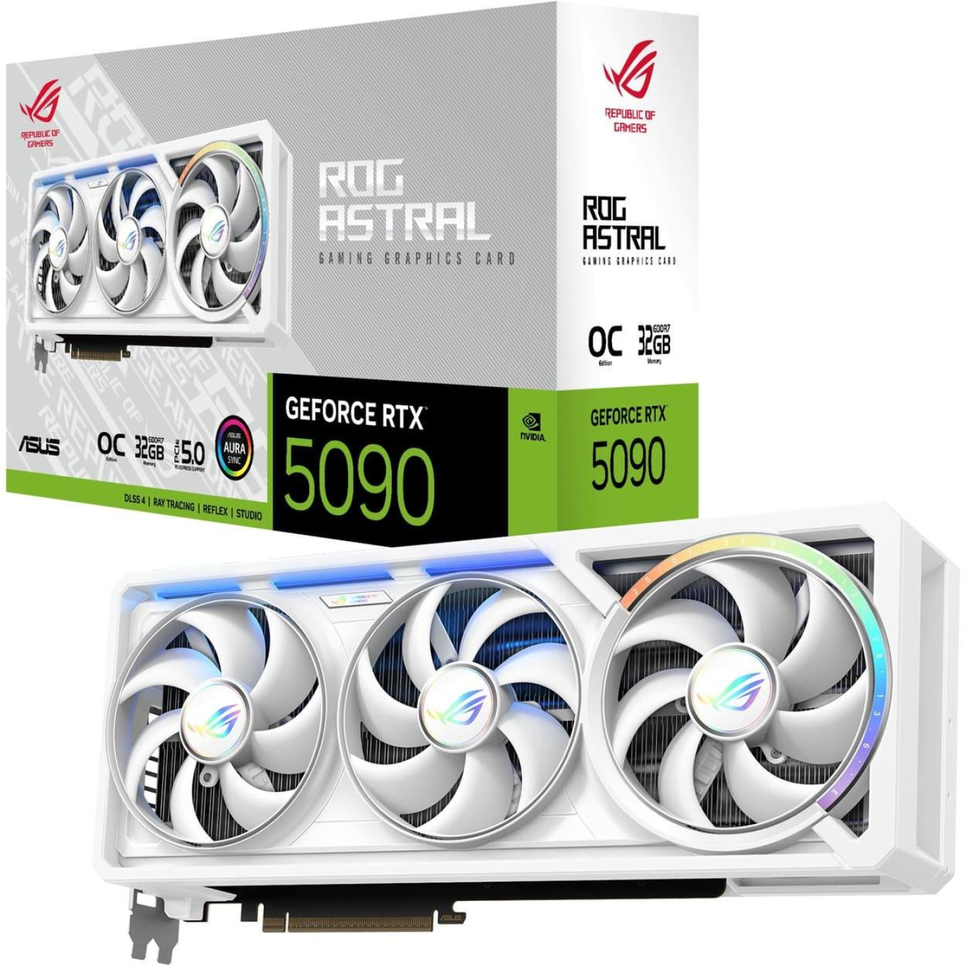 Видеокарта ASUS RTX 5090 32GB ROG Astral OC Edition WHITE (ROG-ASTRAL-RTX5090-O32G-WHITE) (GDDR7, 512 bit, PCI-E v5.0 x16)