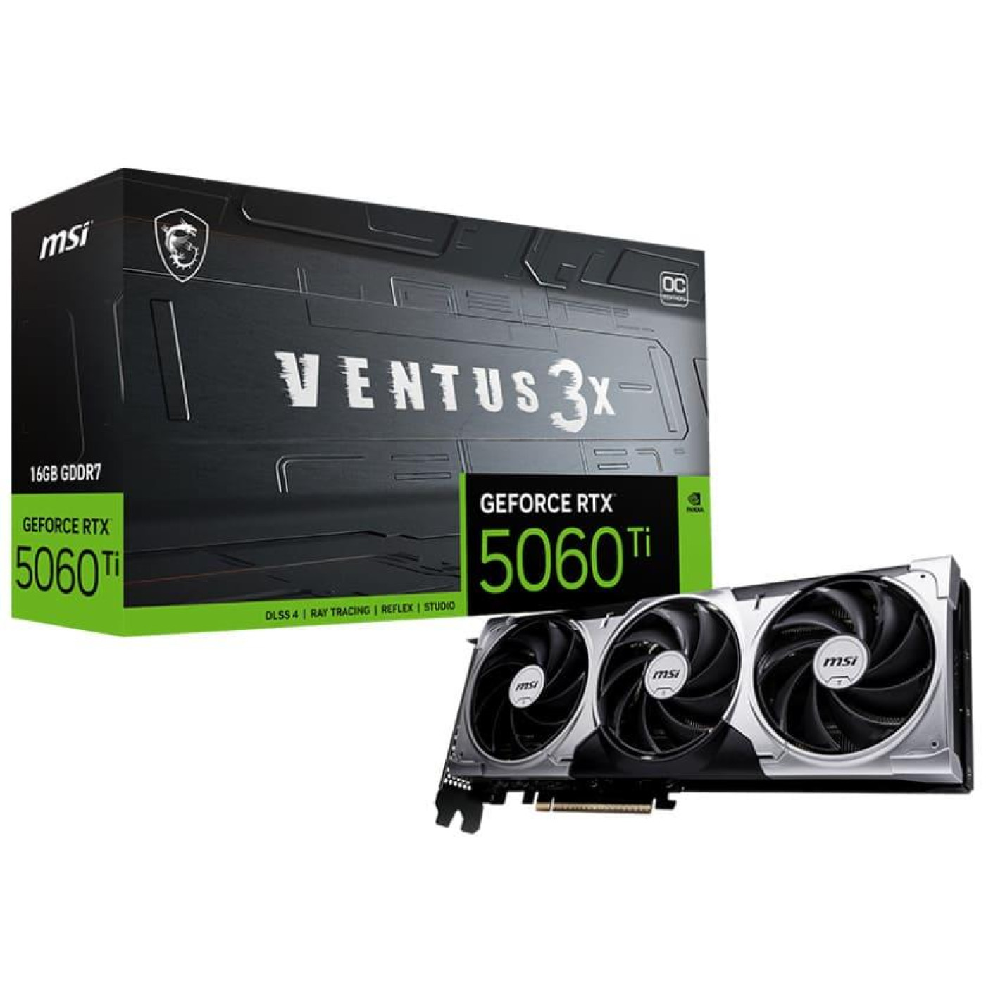 Відеокарта MSI RTX 5060 Ti 16G VENTUS 3X OC (RTX 5060 Ti 16G VENTUS 3X OC) (GDDR7, 128 bit, PCI-E v5.0 x8)