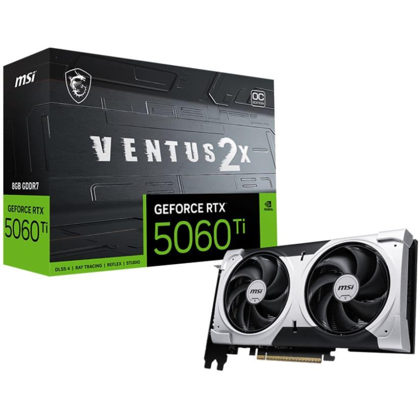 Видеокарта MSI RTX 5060 Ti 8G VENTUS 2X OC PLUS (RTX 5060 Ti 8G VENTUS 2X OC PLUS) (GDDR7, 128 bit, PCI-E v5.0 x8)