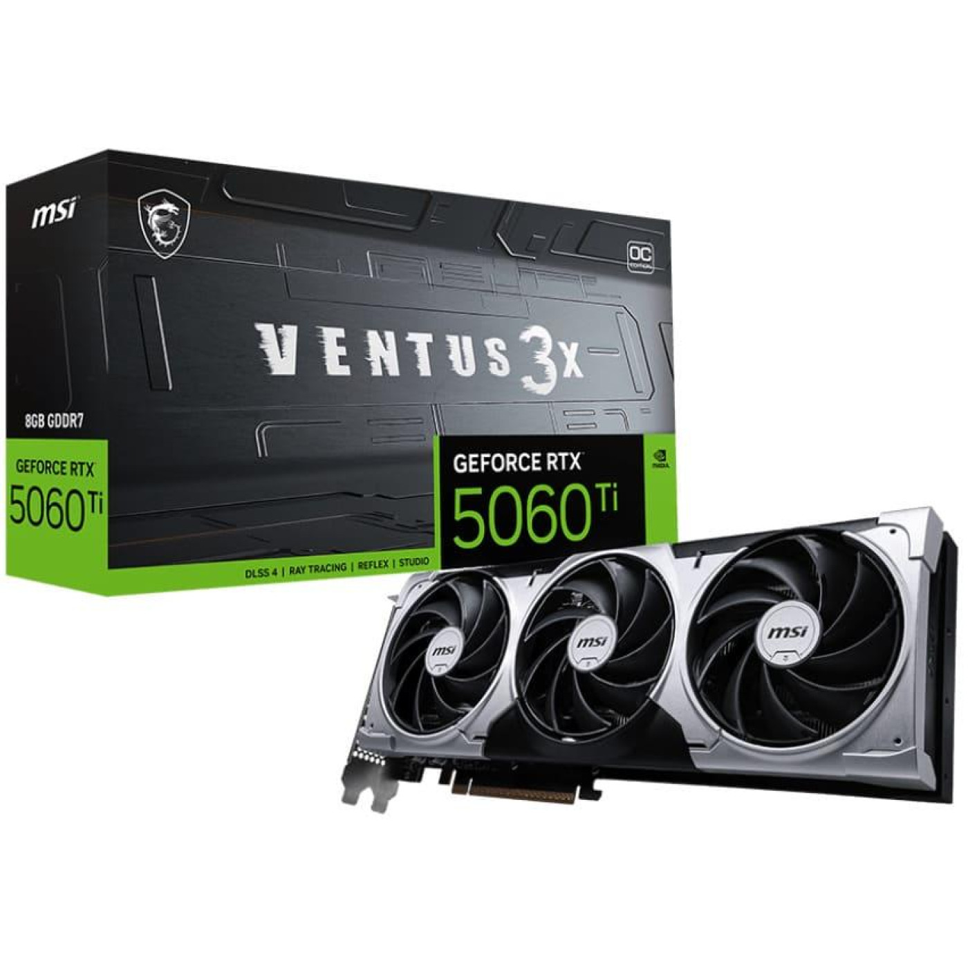 Видеокарта MSI RTX 5060 Ti 8G VENTUS 3X OC (RTX 5060 Ti 8G VENTUS 3X OC) (GDDR7, 128 bit, PCI-E v5.0 x8)