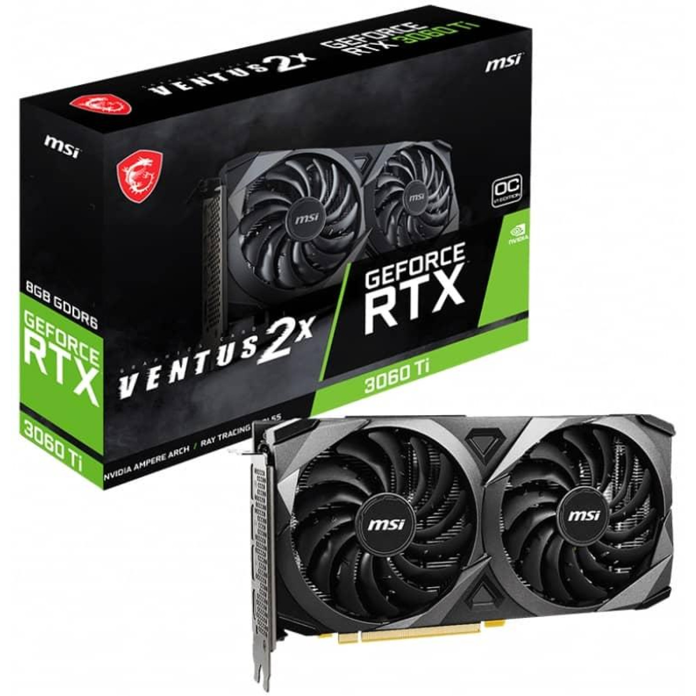 Видеокарта MSI RTX 3060 8Gb Ventus 2X OC (RTX 3060 VENTUS 2X 8G OC) (GDDR6, 128 bit, PCI-E v4.0 x16) Б/у