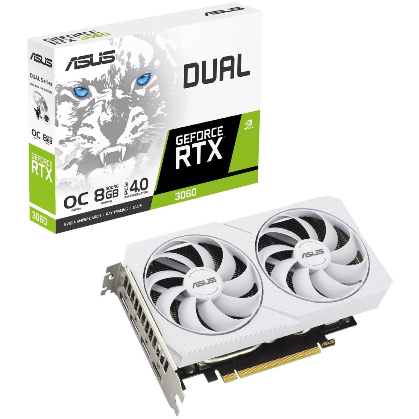 Видеокарта ASUS RTX 3060 8GB Dual OC White (DUAL-RTX3060-O8G-WHITE) (GDDR6, 128 bit, PCI-E 4.0 x16) U1