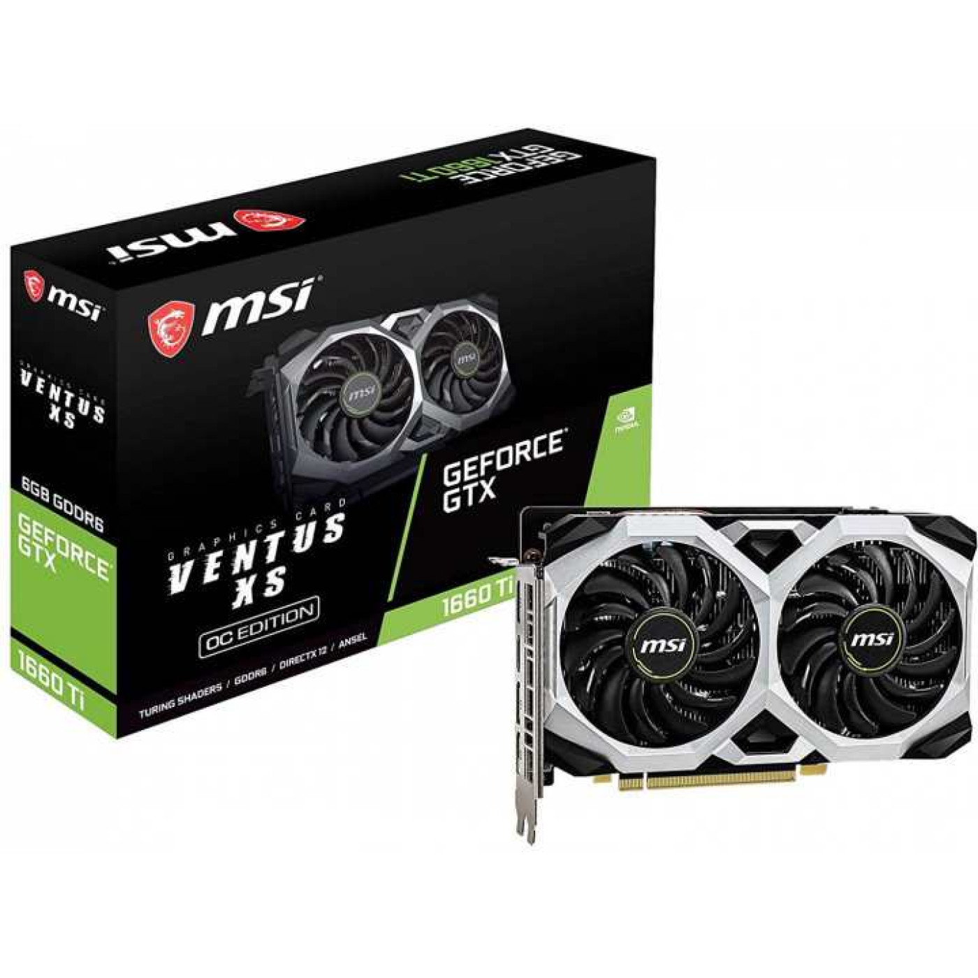Видеокарта MSI GTX 1660Ti 6Gb Ventus XS OC (GeForce GTX 1660 Ti VENTUS XS 6G OC) (GDDR6, 192 bit, PCI-E 3.0 x16) U1