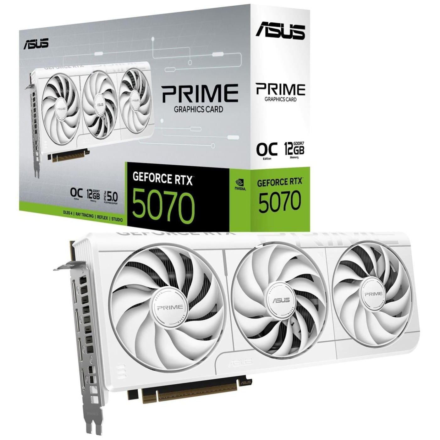 Відеокарта ASUS RTX 5070 12GB PRIME OC WHITE (PRIME-RTX5070-O12G-WHITE) (GDDR7, 192 bit, PCI-E v5.0) U1