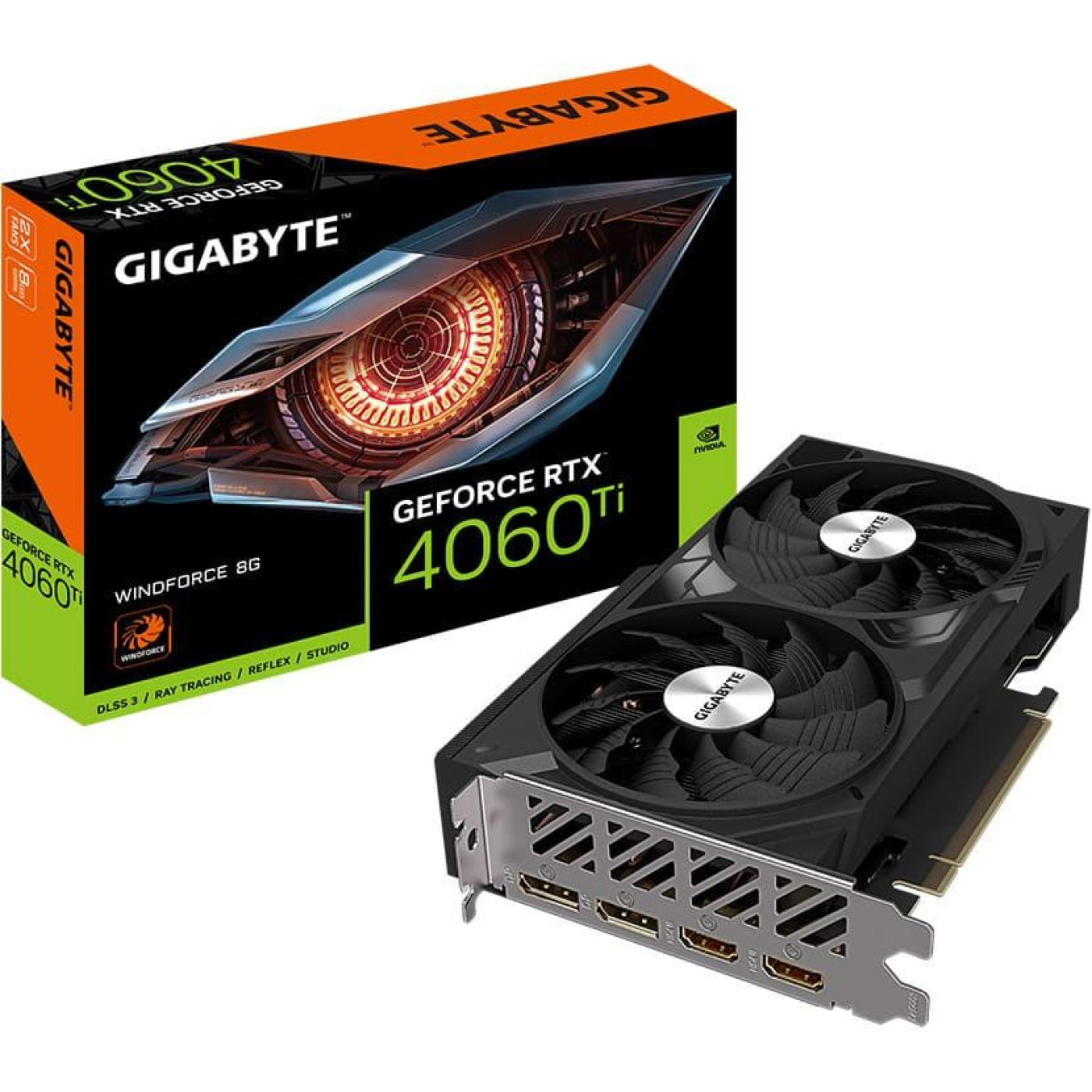 Відеокарта Gigabyte RTX 4060TI Windforce (GV-N406TWF2-8GD) (GDDR6, 128 bit, PCI-E 4.0 x8)