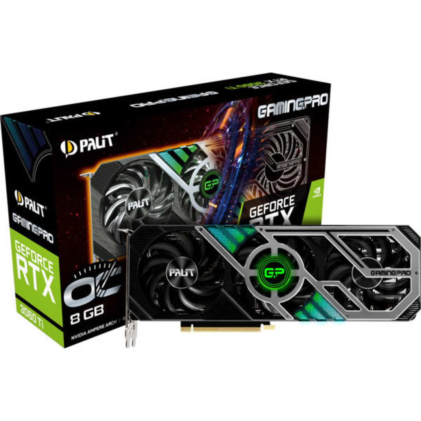 Видеокарта Palit RTX 3060Ti 8Gb GamingPro (NE6306T019P2-1041A) (GDDR6, 256 bit, PCI-E v4.0 x16) Б/у
