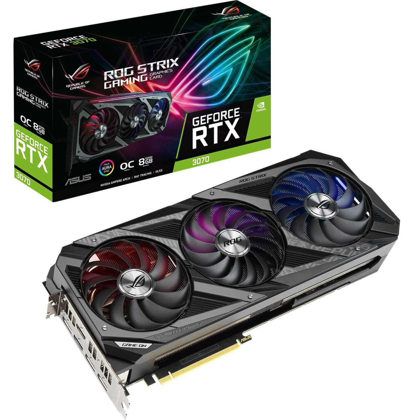Відеокарта ASUS RTX 3070 8Gb ROG Strix Gaming OC (ROG-STRIX-RTX3070-O8G-GAMING) (GDDR6, 256 bit, PCI-E v4.0 x16) Б/в
