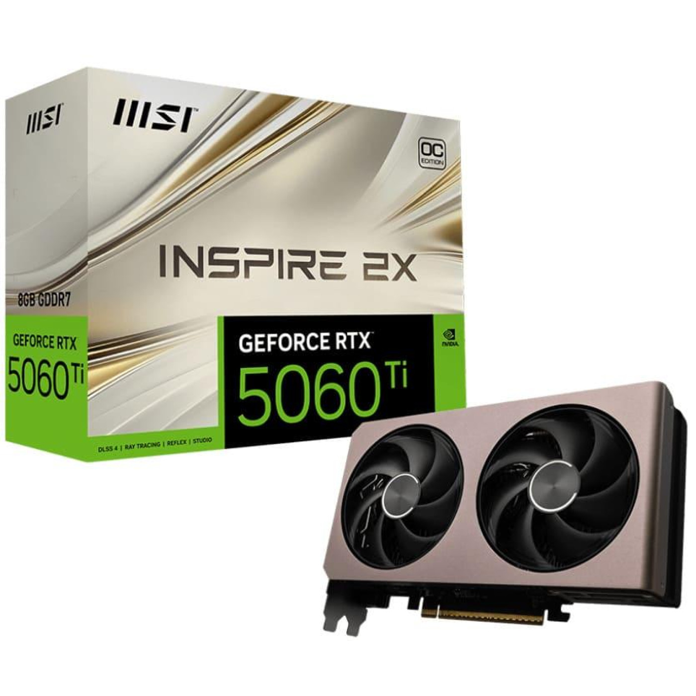 Видеокарта MSI RTX 5060 Ti 8G INSPIRE 2X OC (RTX 5060 Ti 8G INSPIRE 2X OC) (GDDR7, 128 bit, PCI-E v5.0 x16)