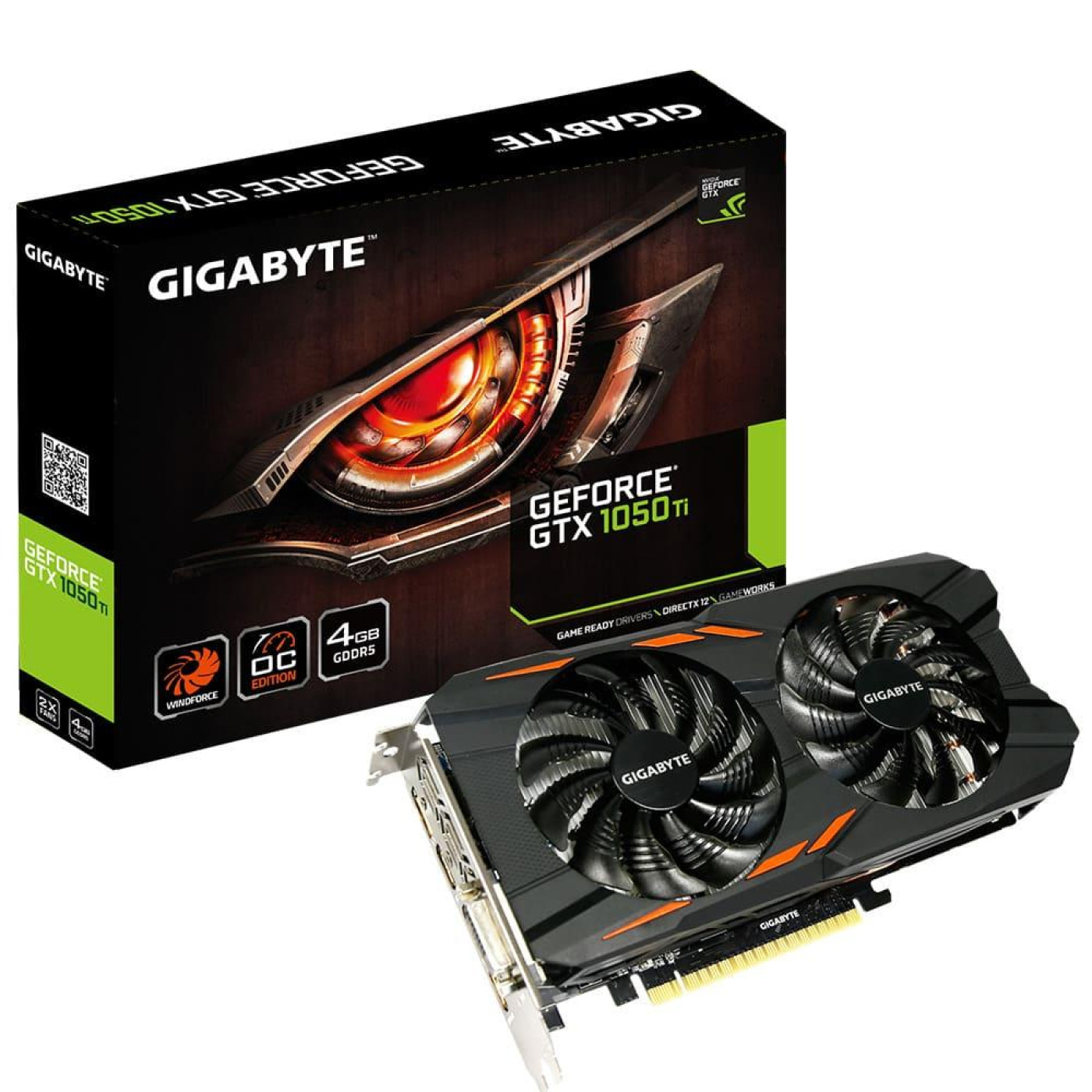 Видеокарта Gigabyte GTX 1050Ti 4Gb Windforce OC (GV-N105TWF2OC-4GD) (GDDR5, 128 bit, PCI-E 3.0 x16)
