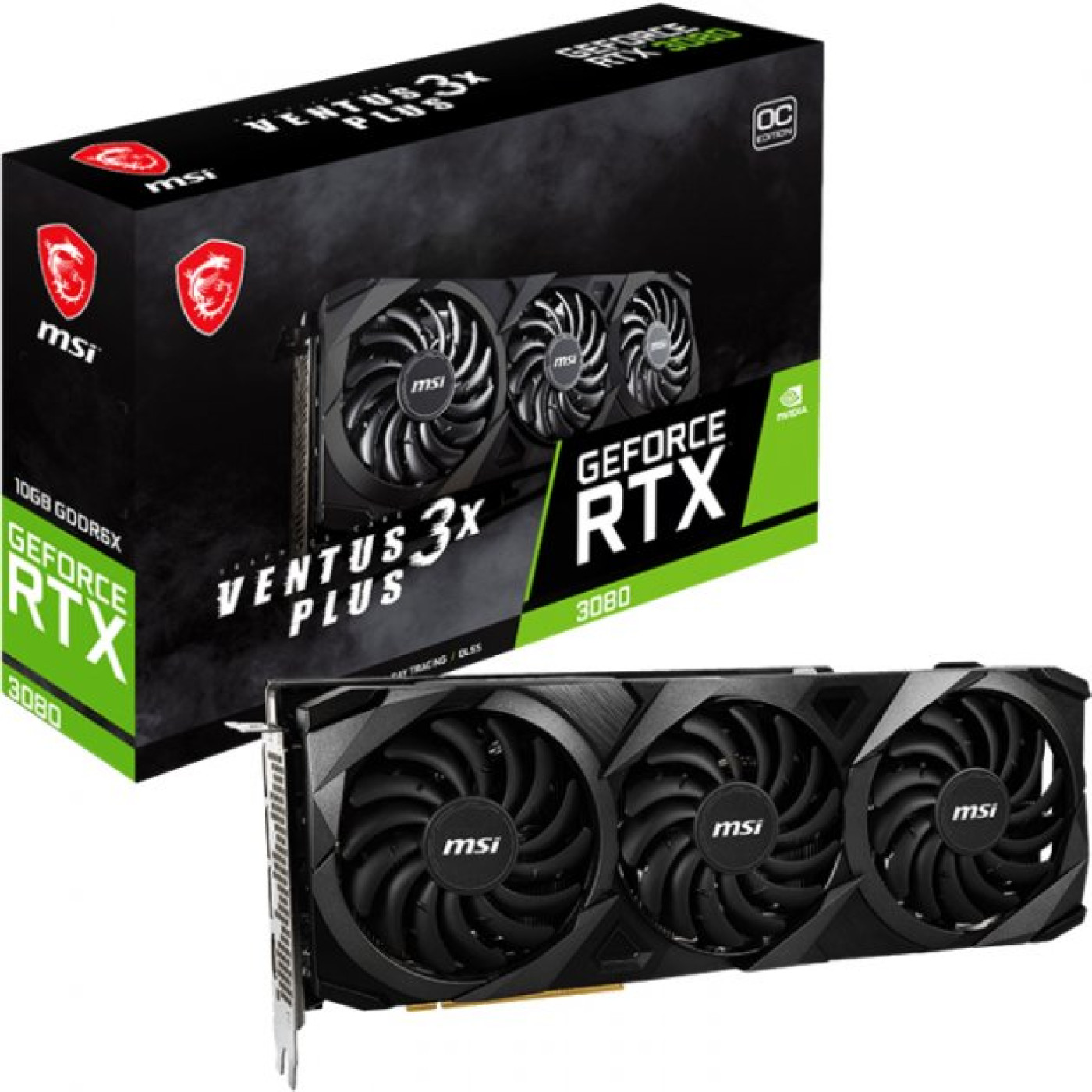 Видеокарта MSI RTX 3080 10Gb Ventus 3X Plus OC LHR (GeForce RTX 3080 VENTUS 3X PLUS 10G OC) (GDDR6X, 320 bit, PCI-E 4.0 x16) FR