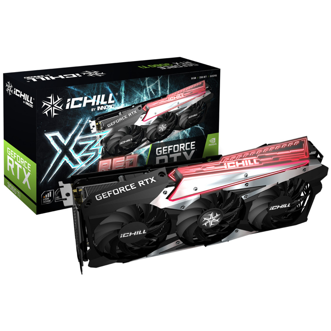 Відеокарта Inno3D RTX 3060Ti 8Gb IChil X3 Red (C306T3-08D6X-1671VA39) (GDDR6, 256 bit, PCI-E v4.0 x16) Б/в