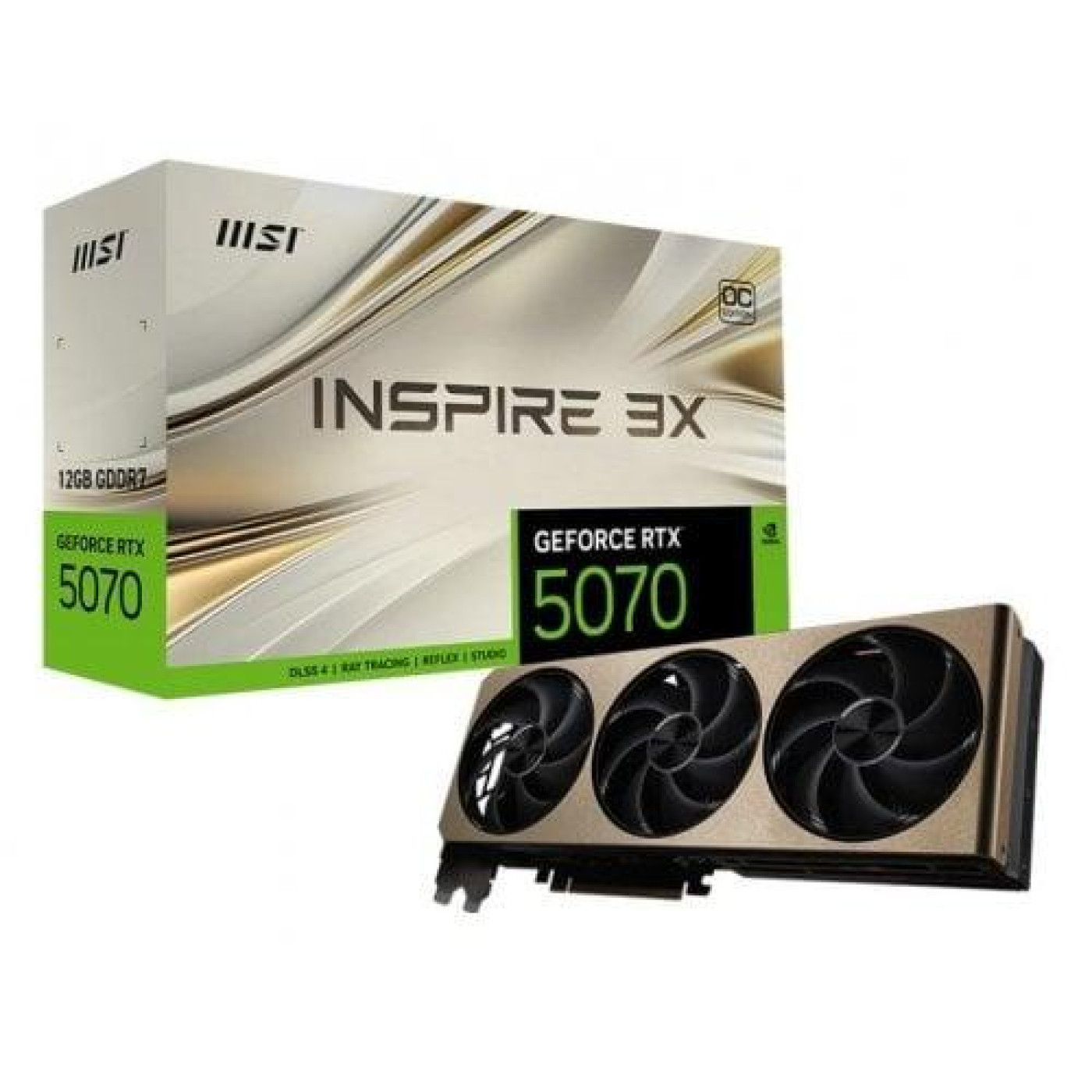 Відеокарта MSI RTX 5070 12G INSPIRE 3X (RTX 5070 12G INSPIRE 3X) (GDDR7, 192 bit, PCI-E v5.0 x16)