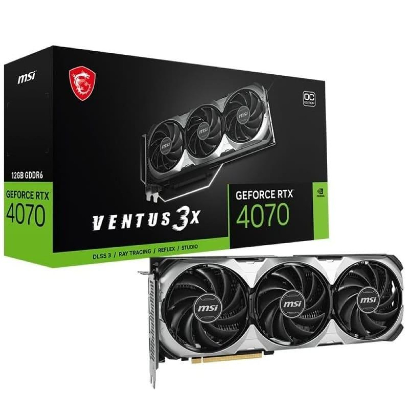 Видеокарта MSI RTX 4070 12GB Ventus 3X E1 OC (RTX 4070 VENTUS 3X E1 12G OC) (GDDR6X, 192 bit, PCI-E v4.0 x16)