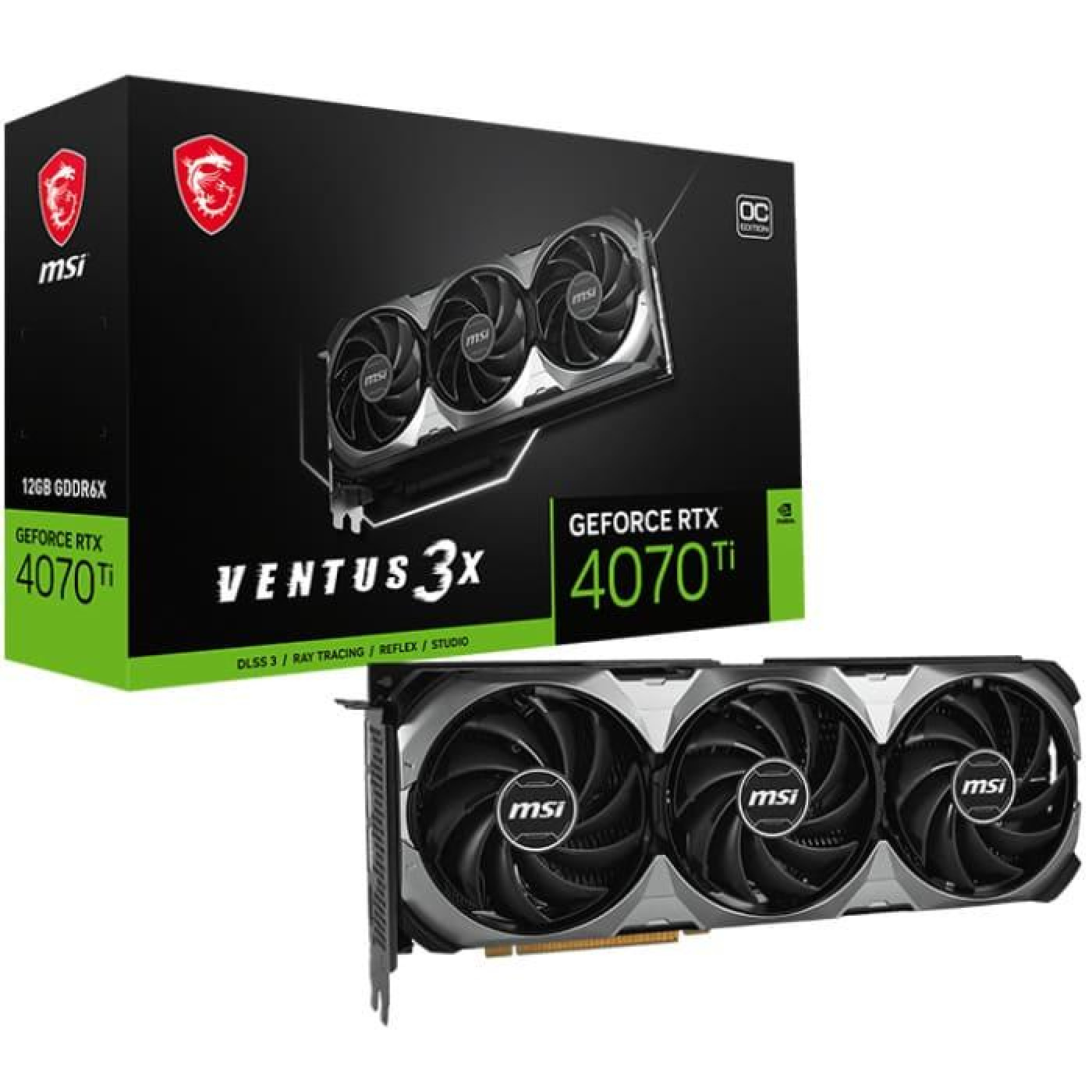 Відеокарта MSI RTX 4070 Ti 12GB Ventus 3X E1 OC (RTX 4070 Ti VENTUS 3X E1 12G OC) (GDDR6X, 192 bit, PCI-E v4.0 x16) FR