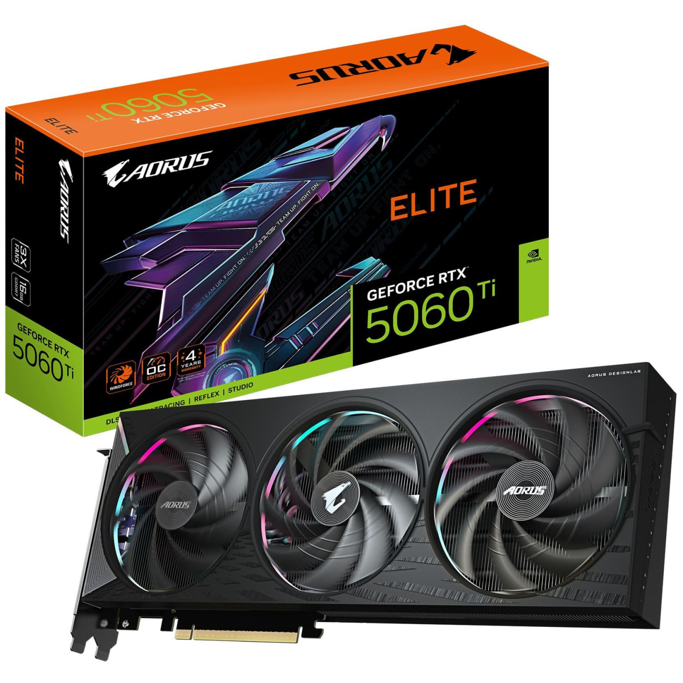 Відеокарта Gigabyte RTX 5060 Ti 16G AORUS ELITE (GV-N506TAORUS E-16GD) (GDDR7, 128 bit, PCI-E v5.0 x8)
