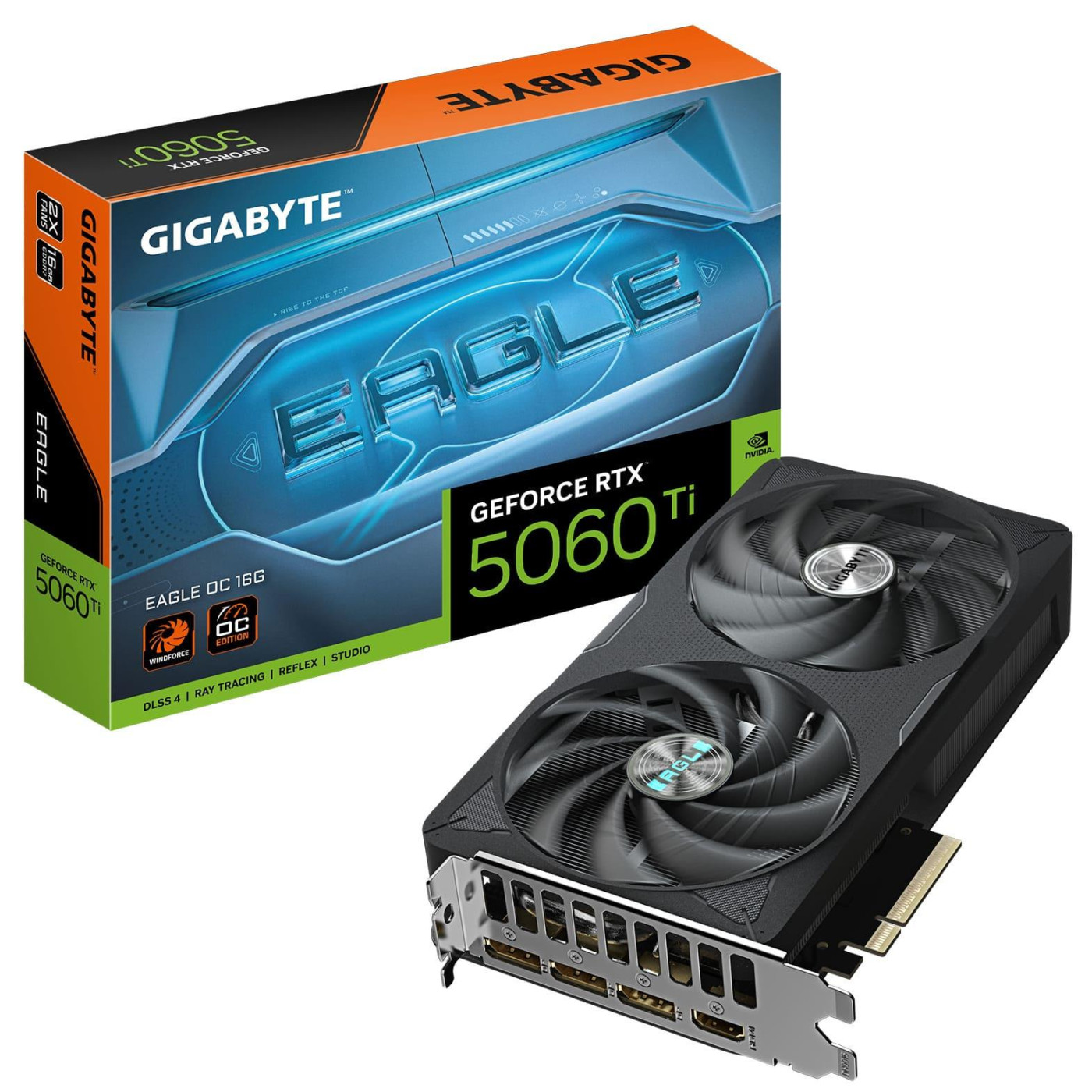Відеокарта Gigabyte RTX 5060 Ti 16G EAGLE OC (GV-N506TEAGLE OC-16GD) (GDDR7, 128 bit, PCI-E v5.0 x8)