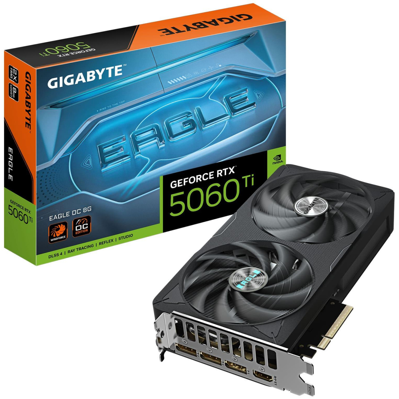 Відеокарта Gigabyte RTX 5060 Ti 8G EAGLE OC (GV-N506TEAGLE OC-8GD) (GDDR7, 128 bit, PCI-E v5.0 x8)