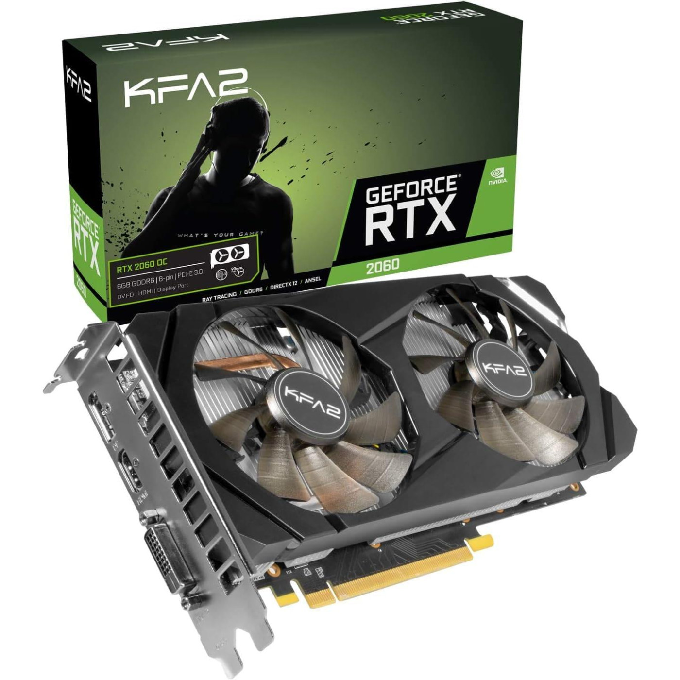 Відеокарта KFA2 RTX 2060 6Gb 1-Click OC (26NRL7HPX7OK) (GDDR6, 192 bit, PCI-E 3.0 x16) Б/в