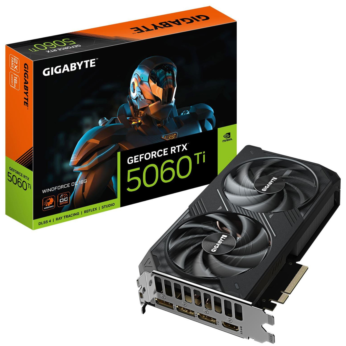 Відеокарта Gigabyte RTX 5060 Ti 16G WINDFORCE OC (GV-N506TWF2OC-16GD) (GDDR7, 128 bit, PCI-E v5.0 x8)
