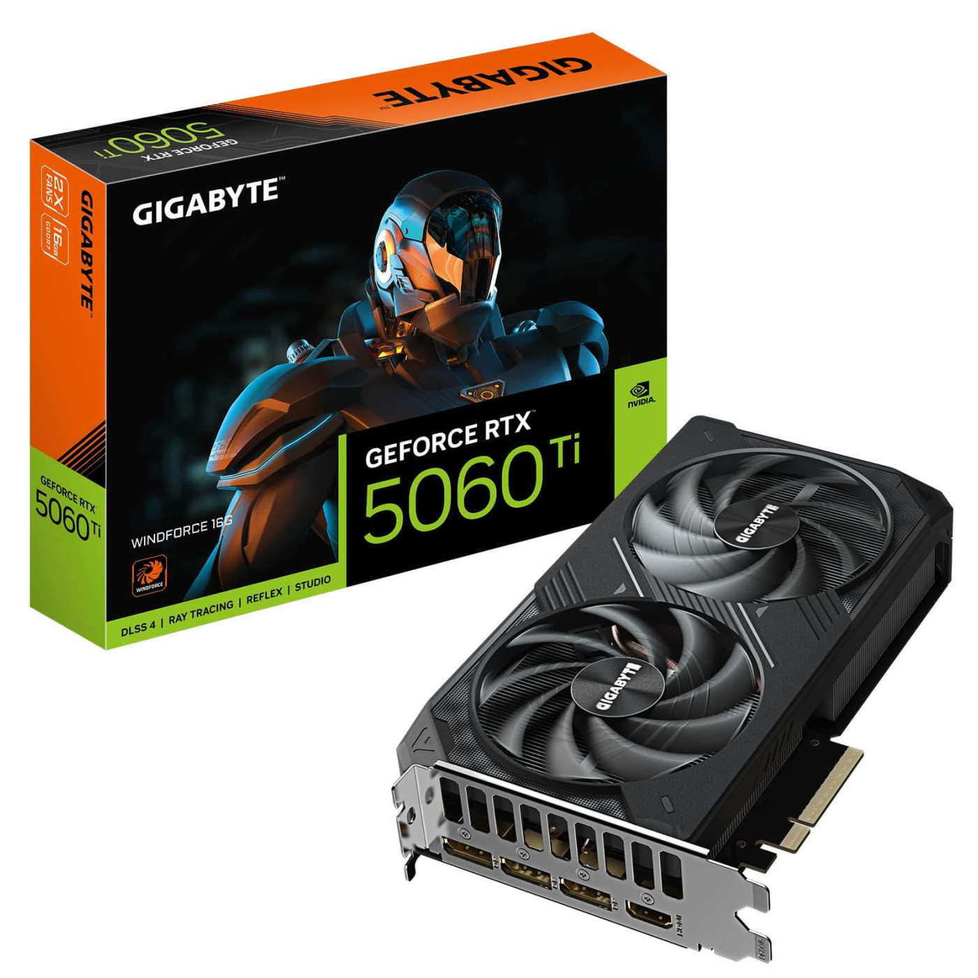 Відеокарта Gigabyte RTX 5060 Ti 16G WINDFORCE (GV-N506TWF2-16GD) (GDDR7, 128 bit, PCI-E v5.0 x8)