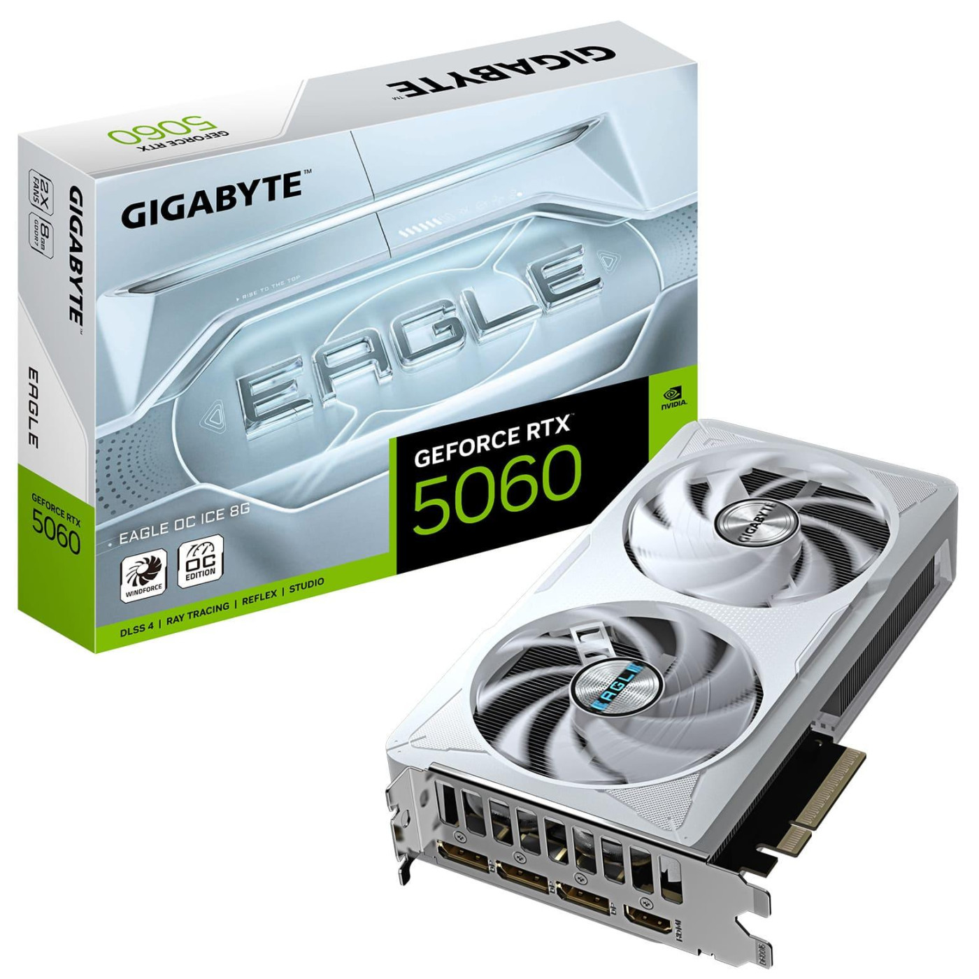 Видеокарта Gigabyte RTX 5060 8G EAGLE OC ICE (GV-N5060EAGLEOC ICE-8GD) (GDDR7, 128 bit, PCI-E v5.0 x16)