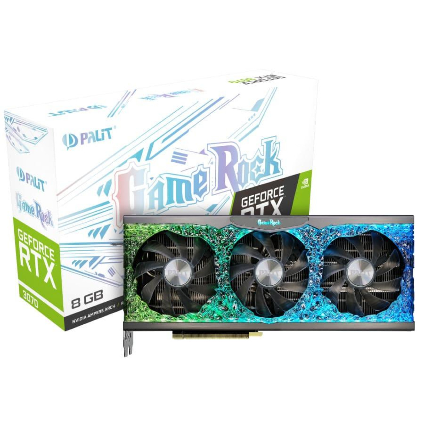 Відеокарта Palit RTX 3070 8Gb GameRock (NE63070019P2-1040G) (GDDR6, 256 bit, PCI-E v4.0) Б/в