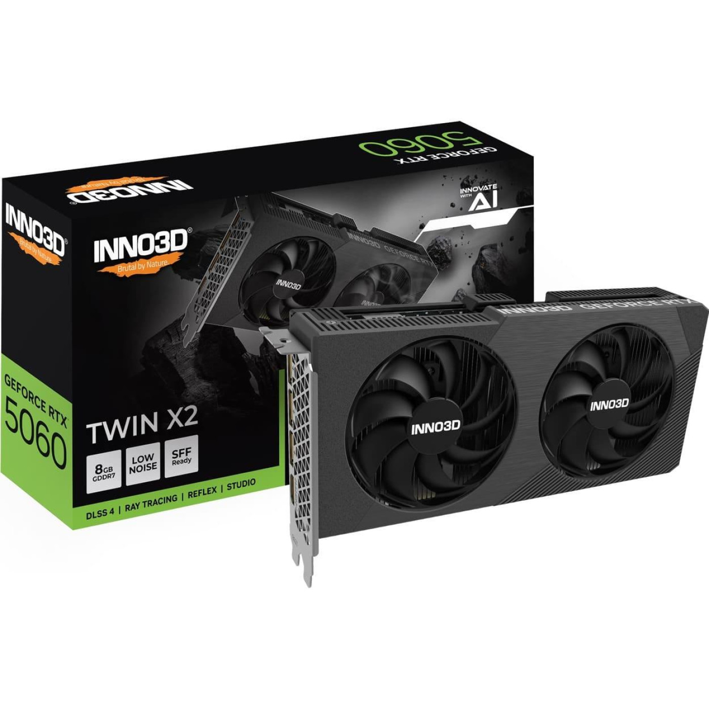 Відеокарта Inno3D RTX 5060 8GB TWIN X2 (N50602-08D7-195071N) (GDDR7, 128 bit, PCI-E v5.0 x16)