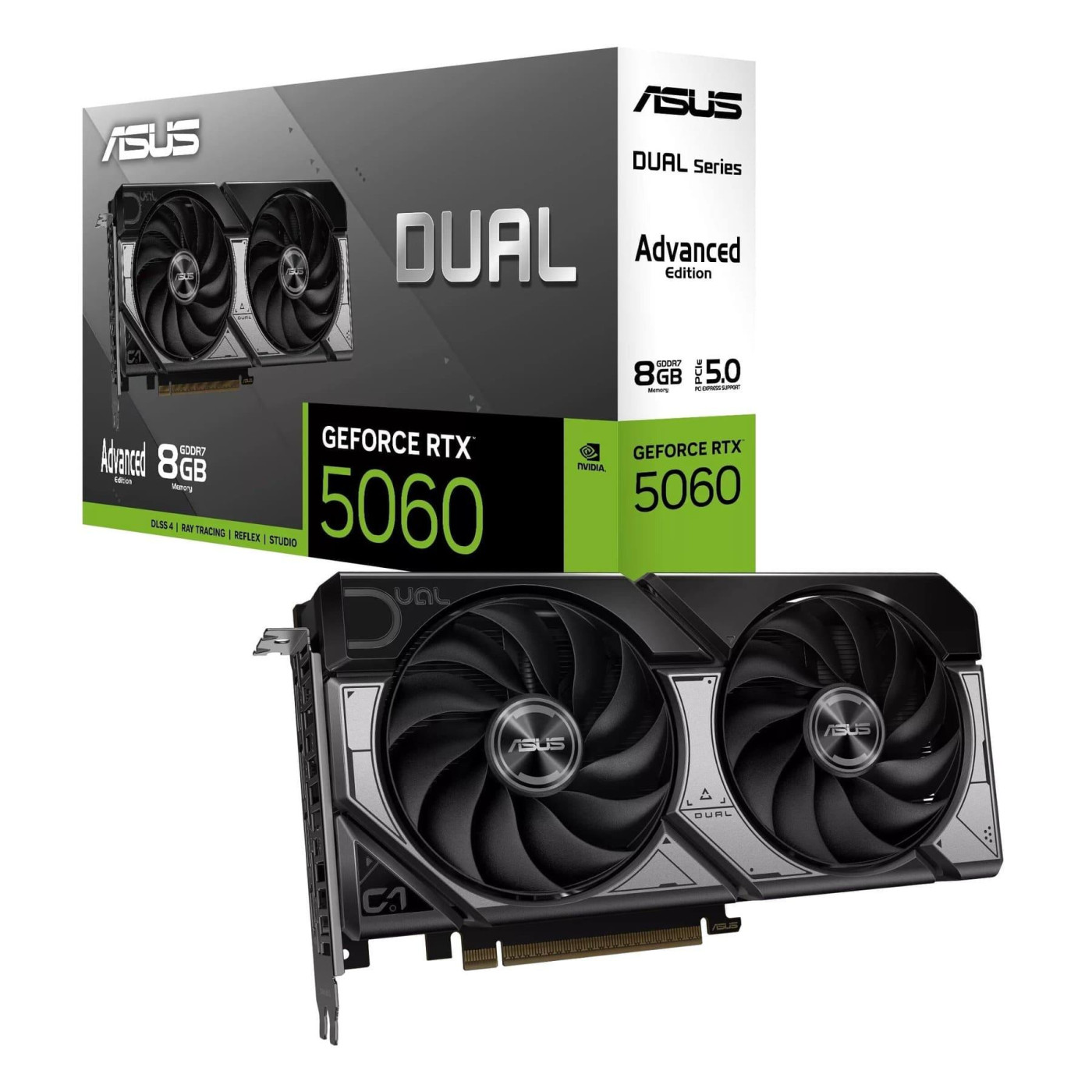 Видеокарта ASUS RTX 5060 8GB Advanced OC Edition (DUAL-RTX5060-O8G-A) (GDDR7, 128 bit, PCI-E v5.0 x16)
