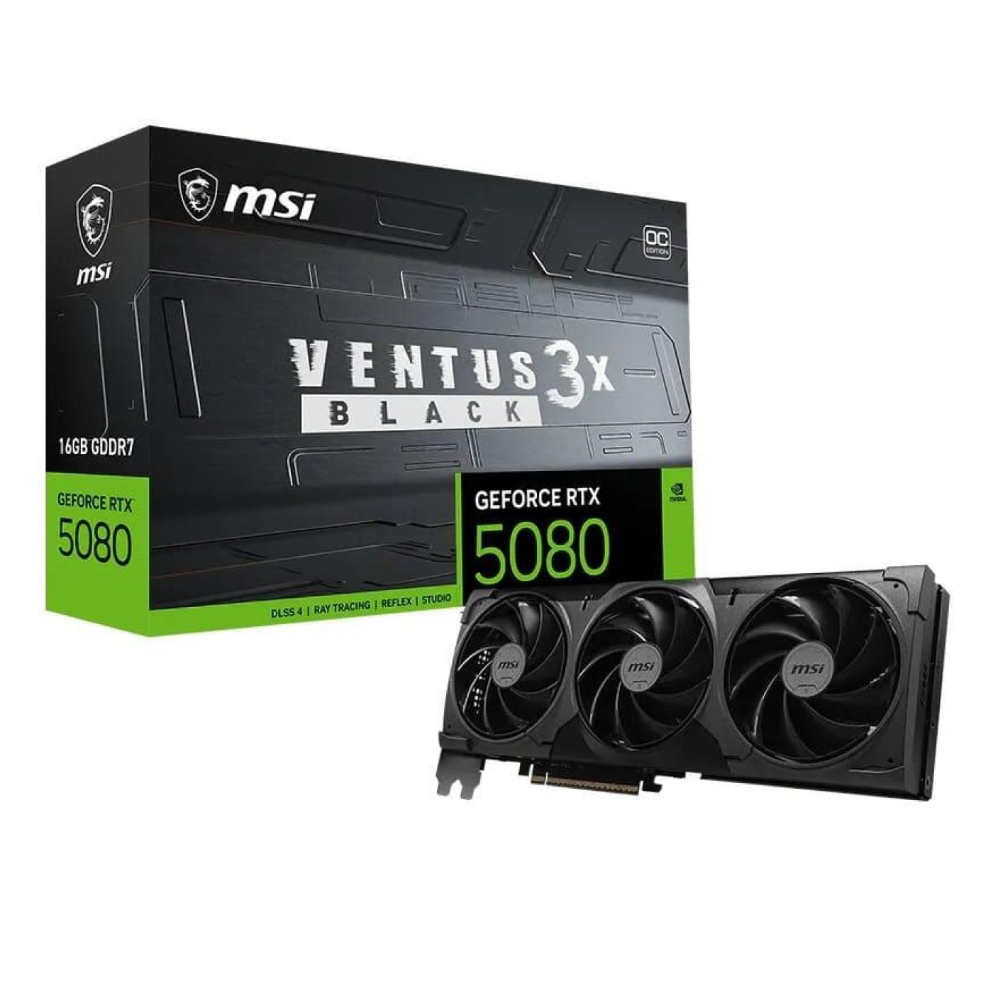 Відеокарта MSI RTX 5080 16G VENTUS 3X OC BLACK (GeForce RTX 5080 16G VENTUS 3X OC BLACK) (GDDR7, 256 bit, PCI-E v5.0 x16)