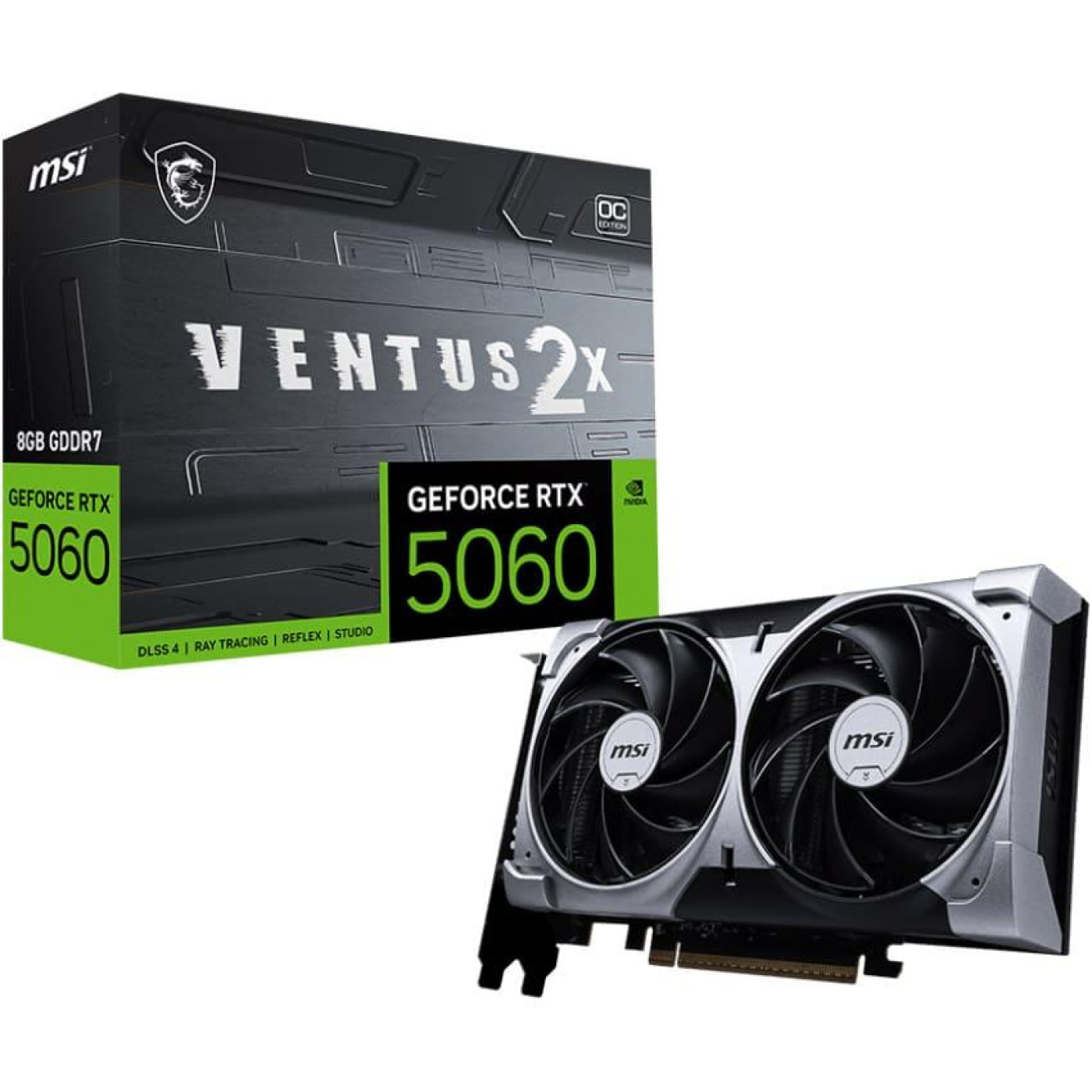 Відеокарта MSI RTX 5060 8G VENTUS 2X OC (RTX 5060 8G VENTUS 2X OC) (GDDR7, 128 bit, PCI-E v5.0 x16)