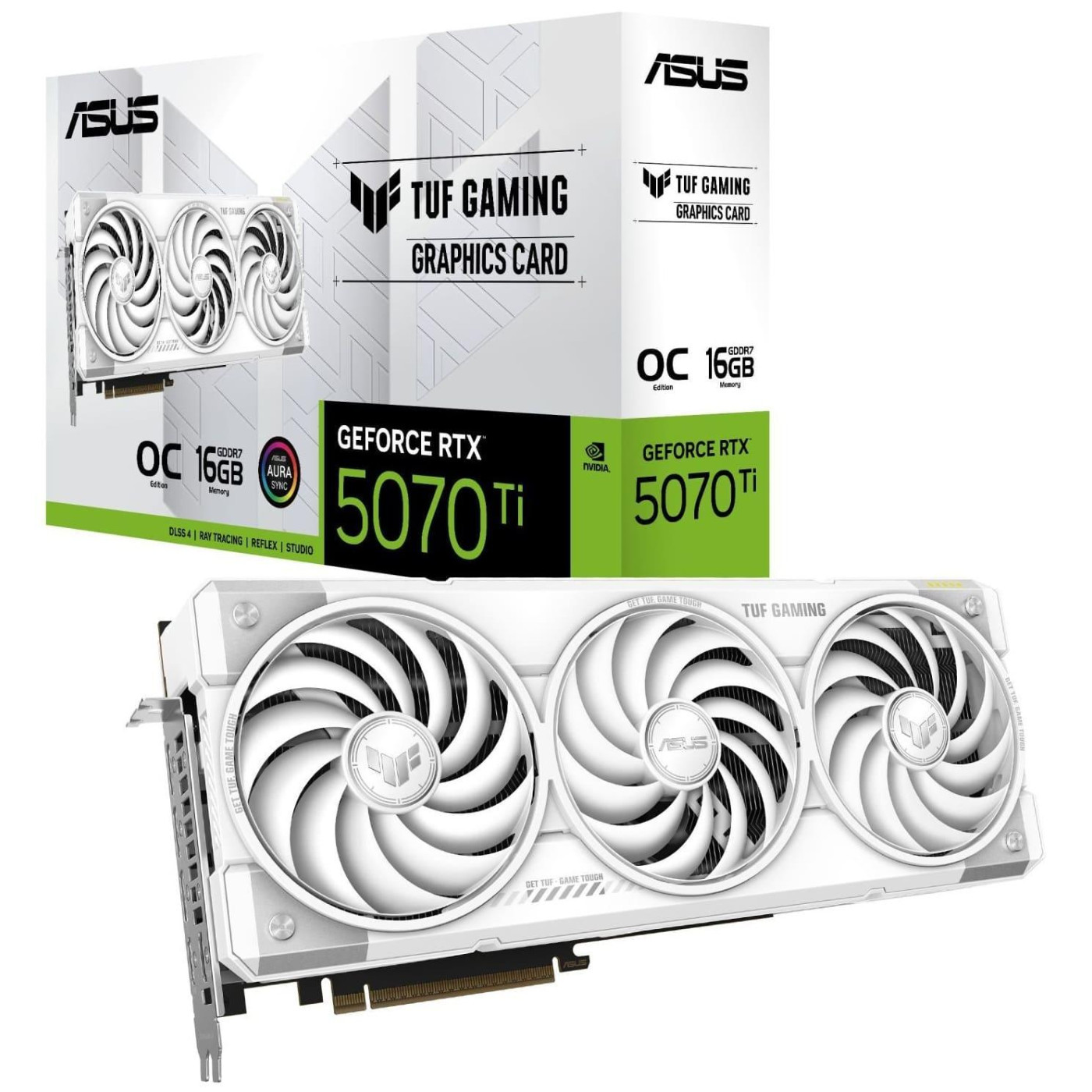 Видеокарта ASUS RTX 5070 Ti 16GB TUF Gaming OC Edition WHITE (TUF-RTX5070TI-O16G-WHITE-GAMING) (GDDR7, 256 bit, PCI-E v5.0 x16)