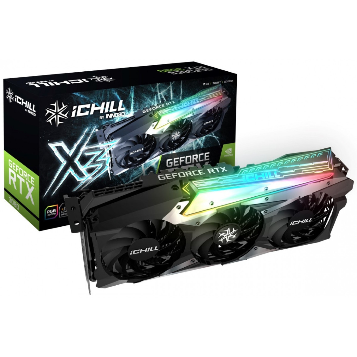 Відеокарта Inno3D RTX 3080 10Gb Ichill X3 (C30803-106XX-1810VA37) (GDDR6X, 320 bit, PCI-E v4.0 x16) Б/в