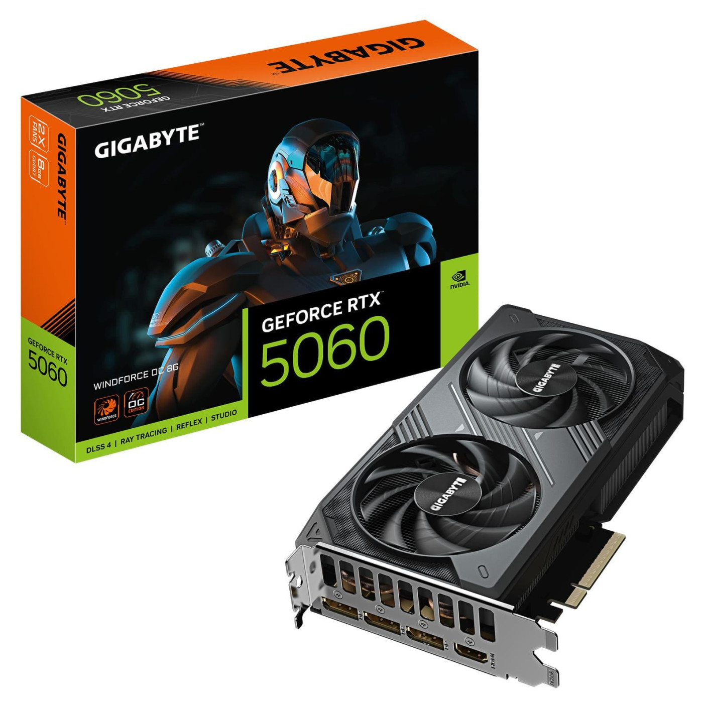 Відеокарта Gigabyte RTX 5060 8G WINDFORCE OC (GV-N5060WF2OC-8GD) (GDDR7, 128 bit, PCI-E v5.0 x16)