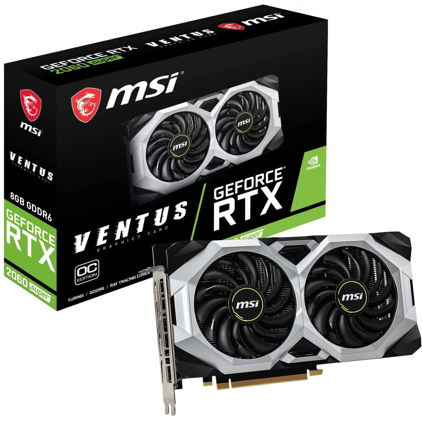 Видеокарта MSI RTX 2060 8GB Super Ventus OC (RTX 2060 SUPER VENTUS OC) (GDDR6, 256 bit, PCI-E 3.0 x16) Б/у